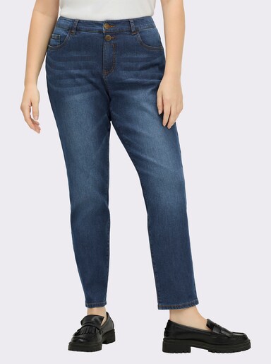 sheego Boyfriend-Jeans mit extra-weitem Oberschenkel - blue-stone-washed