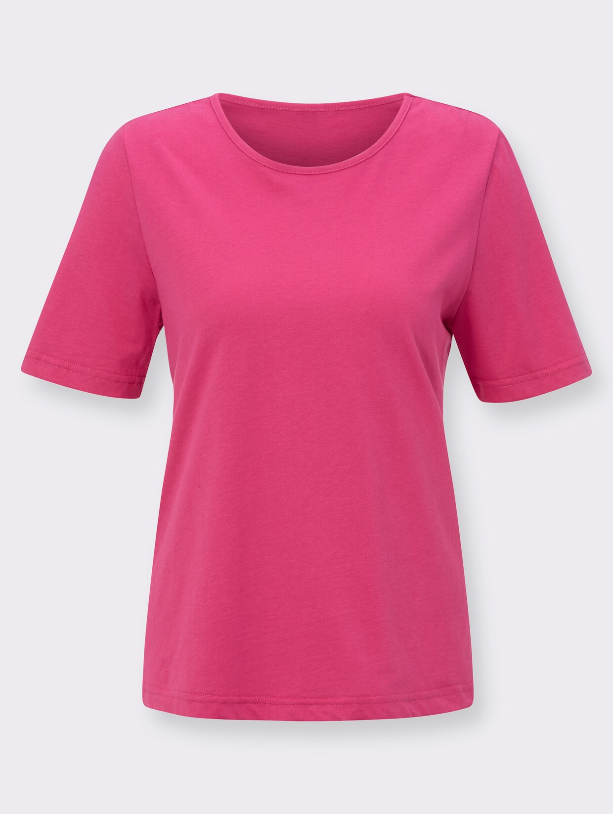 Kurzarmshirt - weiß-weinrot-bedruckt + fuchsia