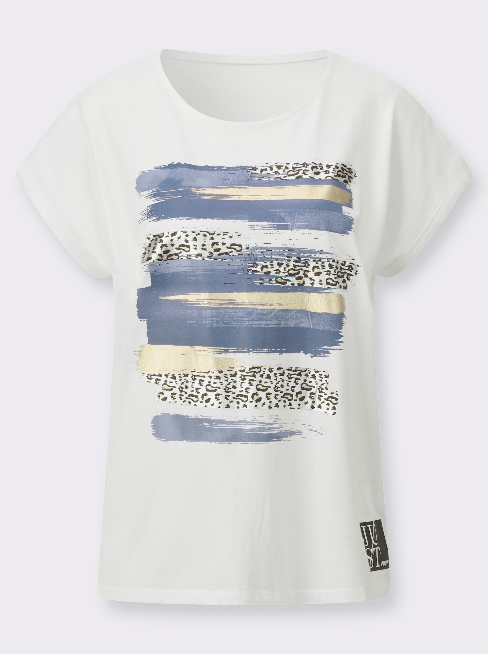 Shirt mit Leo-Print - weiss