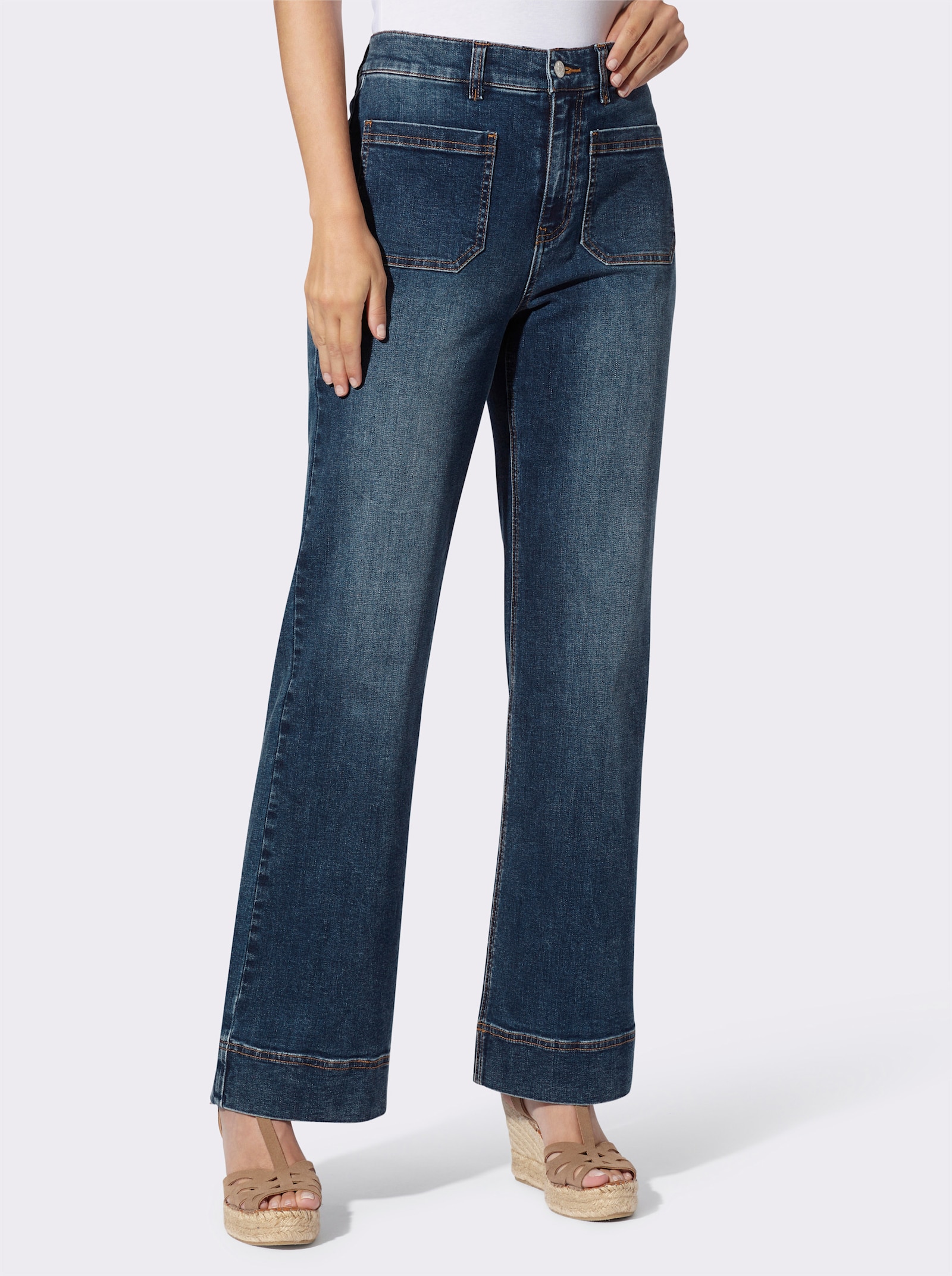 heine Jeans im Bootcut-Style - blue-stone-washed