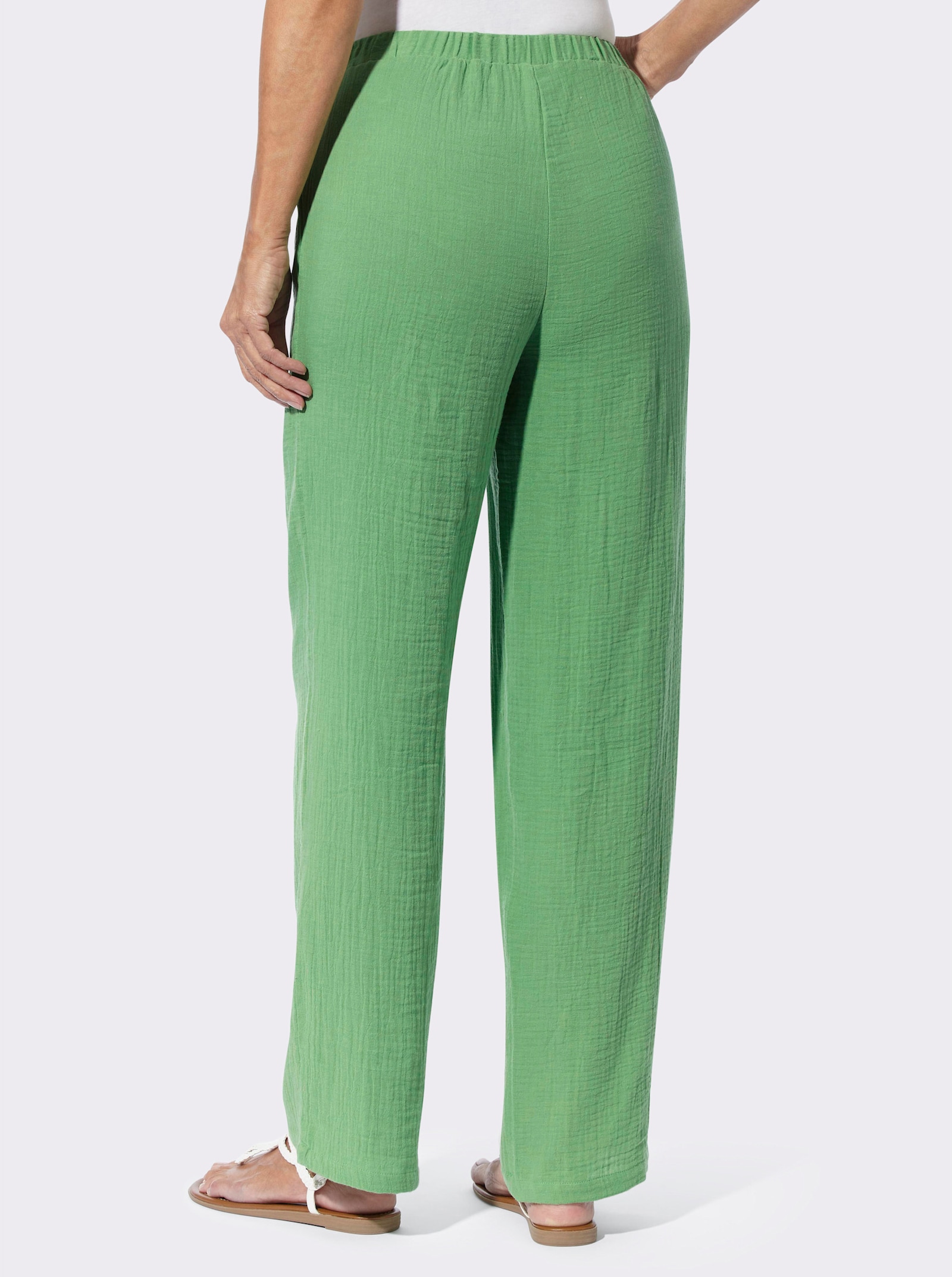 Nohavice na gumu z mušelínu - jablková