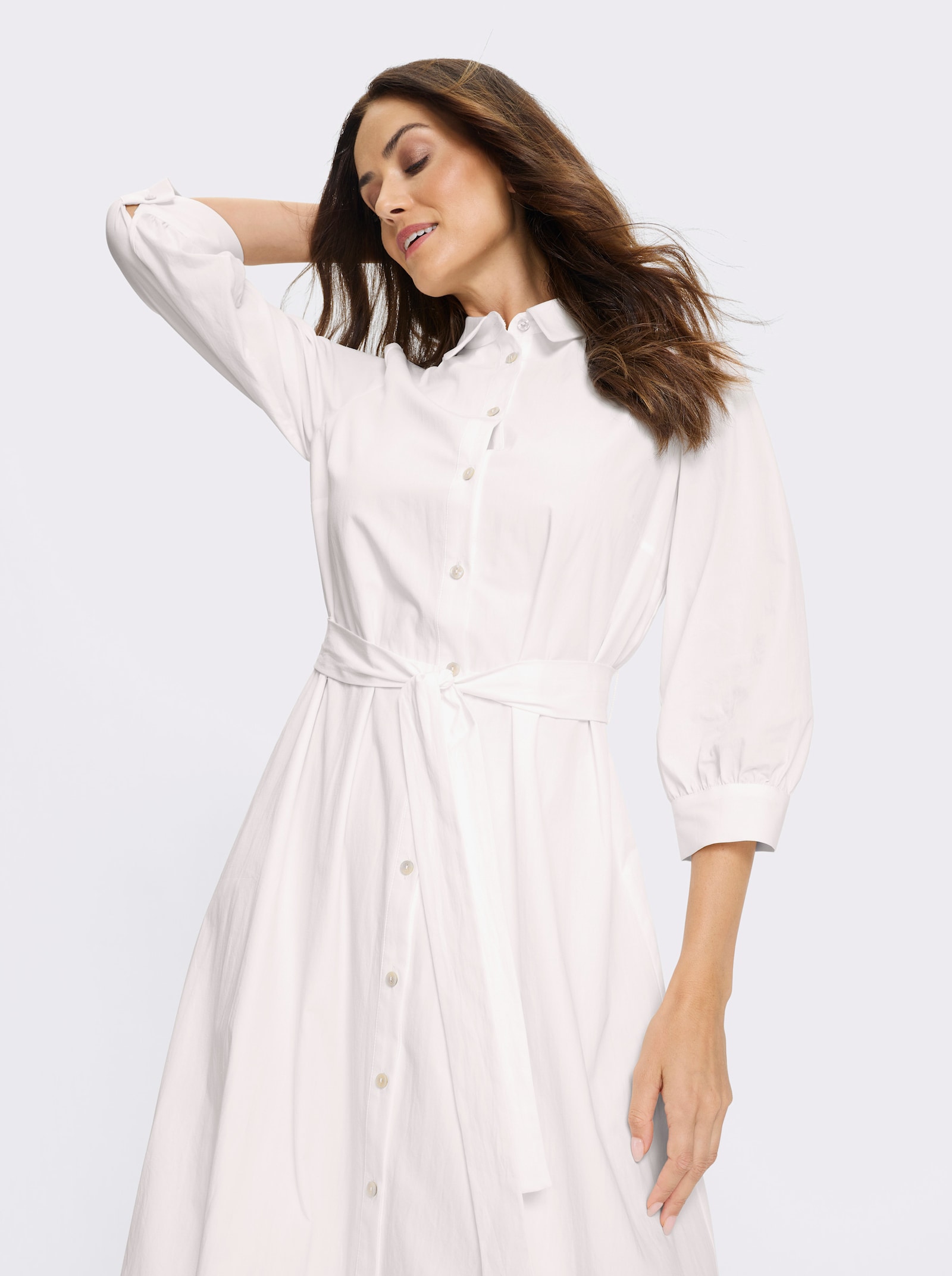 heine Baumwollkleid mit Lochspitze - ecru