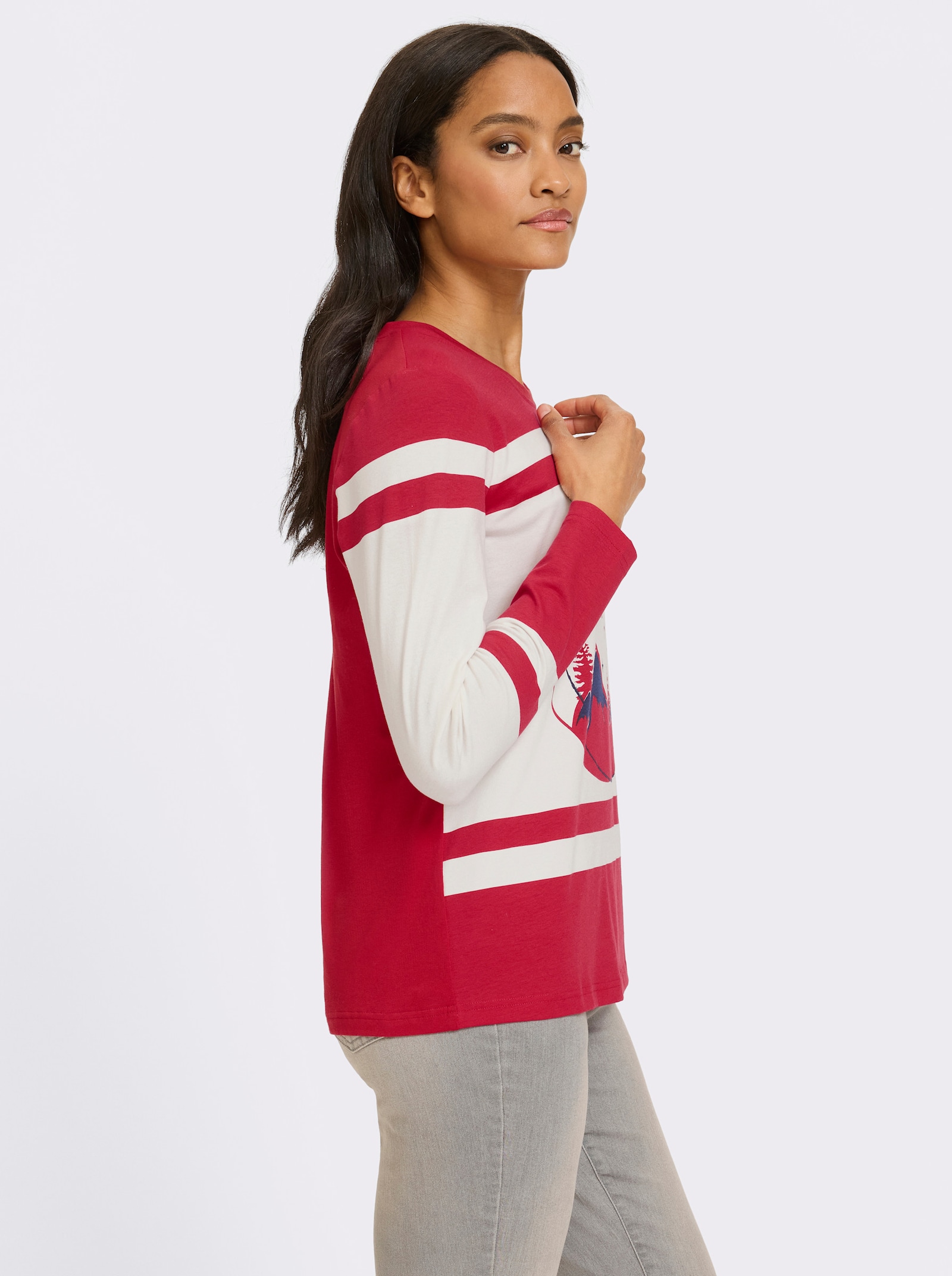 heine Langarmshirt mit Print-Motiv - rot-bedruckt