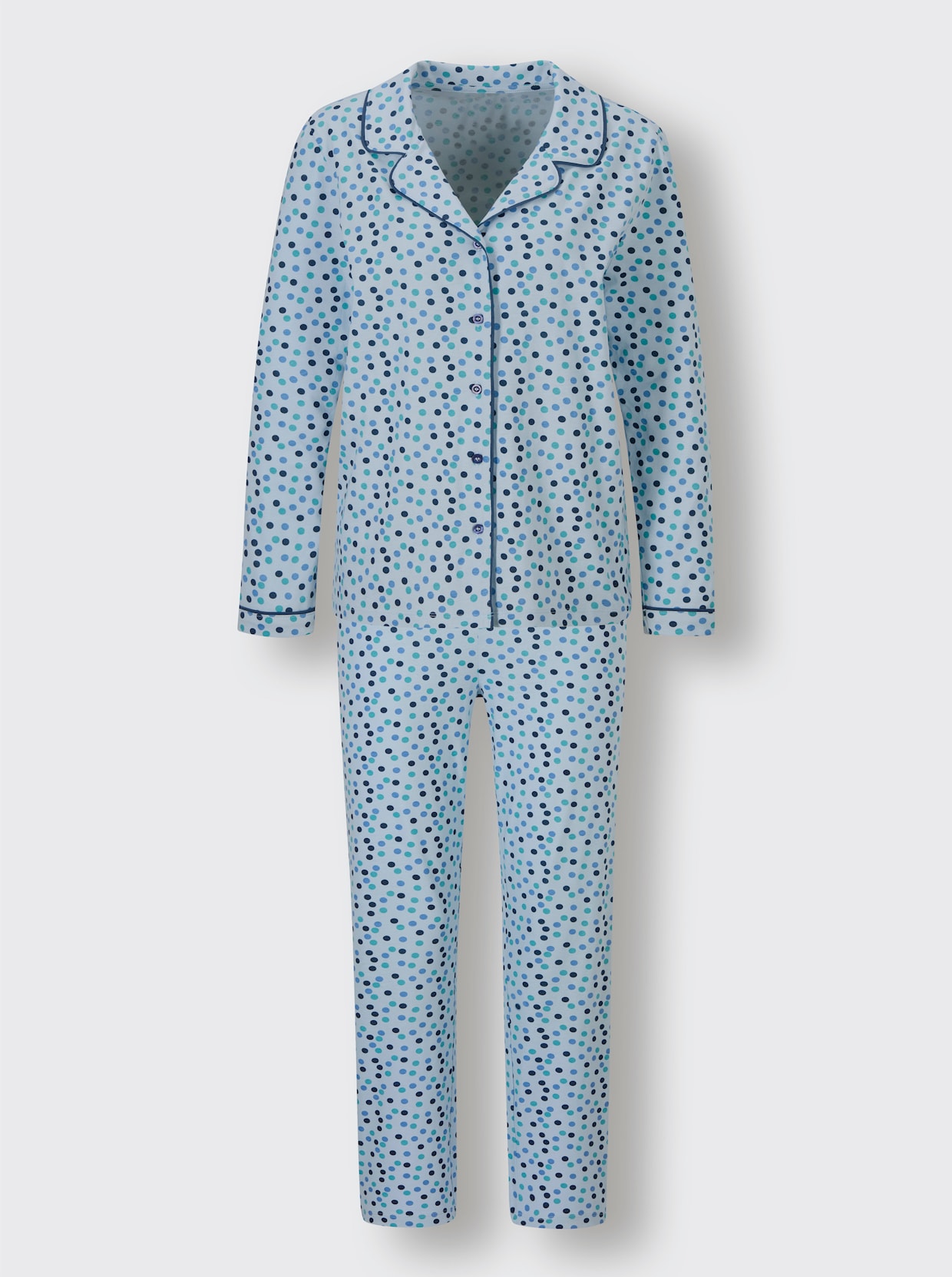wäschepur Pyjama - hellblau-ozean-getupft