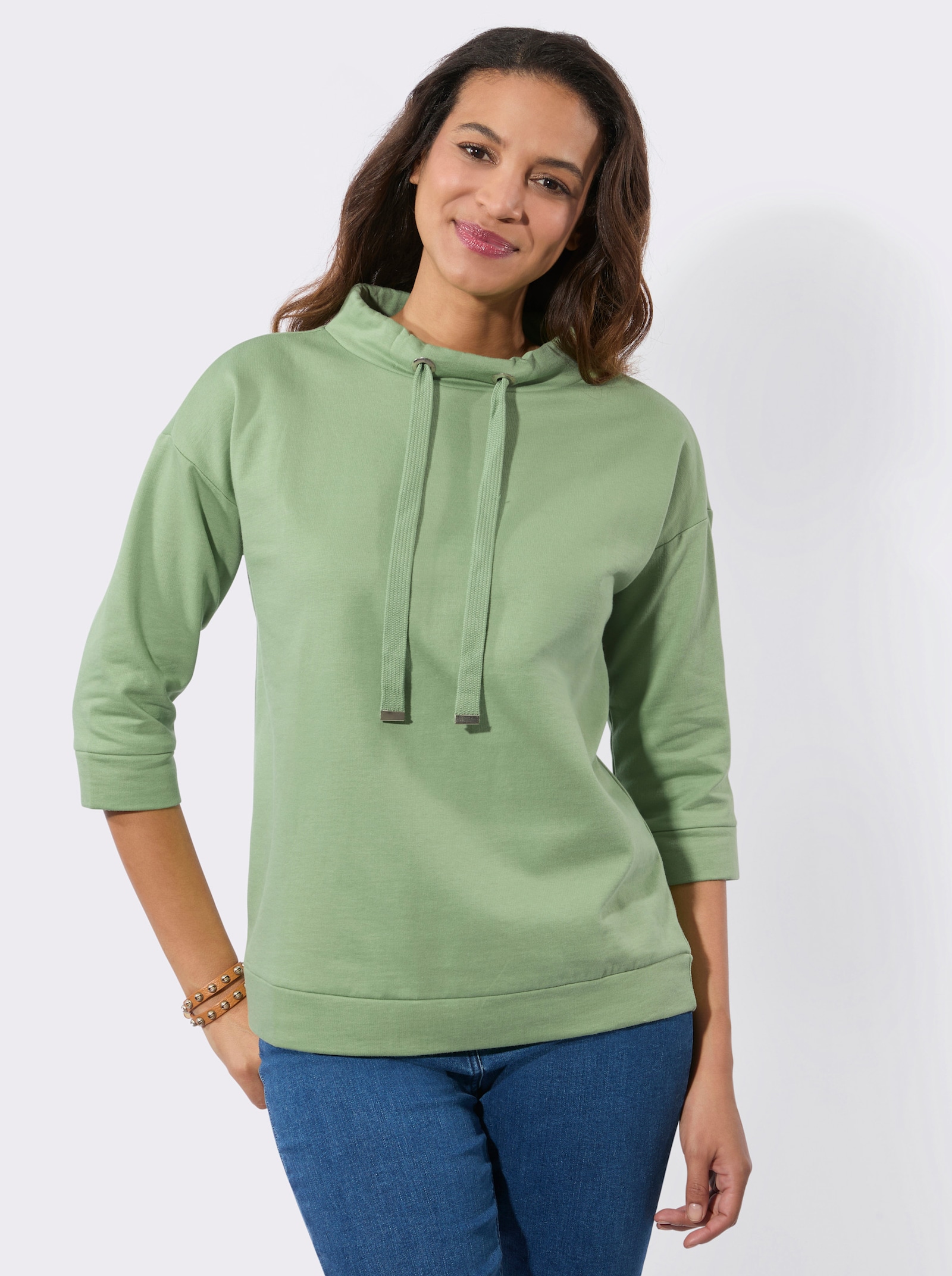 Sweatshirt mit überschnittenen Schultern - eucalyptus