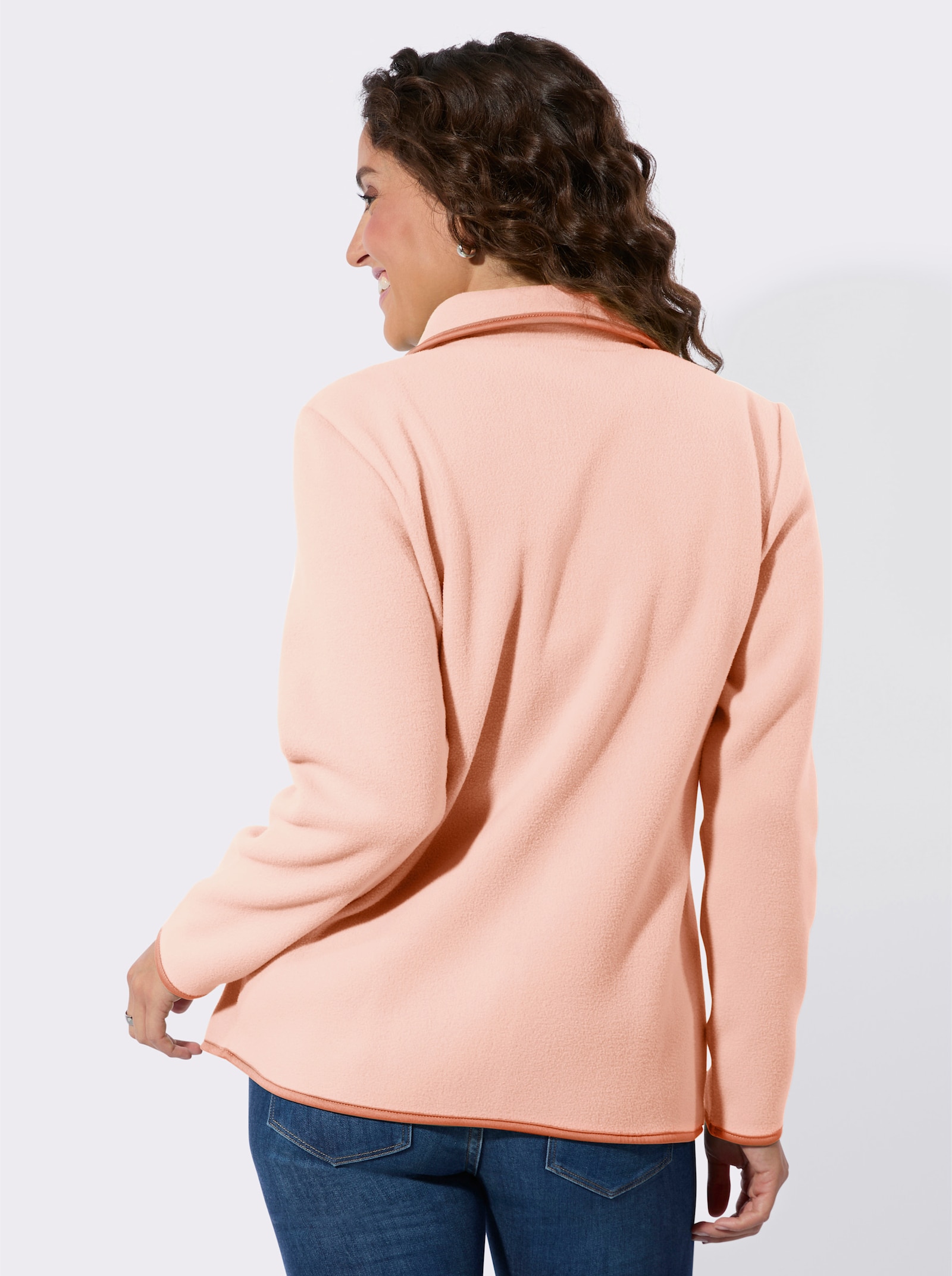 Fleecejacke mit Kontrast-Paspeln - puder