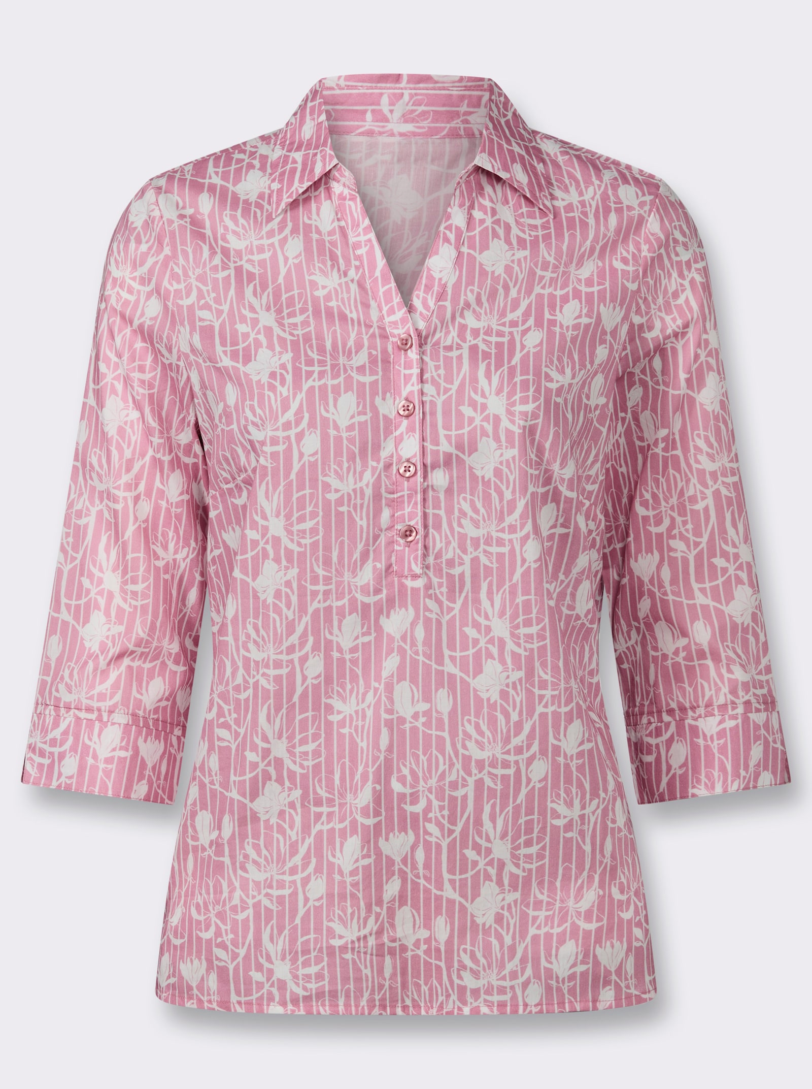 Druckbluse in Schlupfform - altrosa-ecru-gemustert