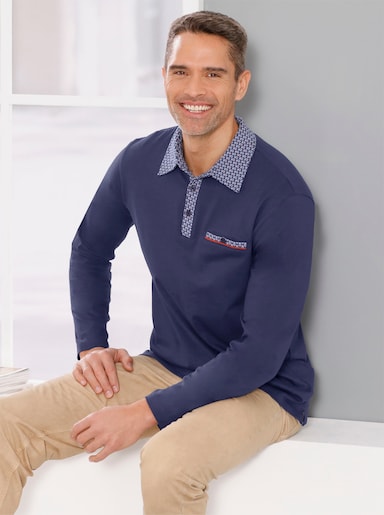 Langarm-Poloshirt - marine