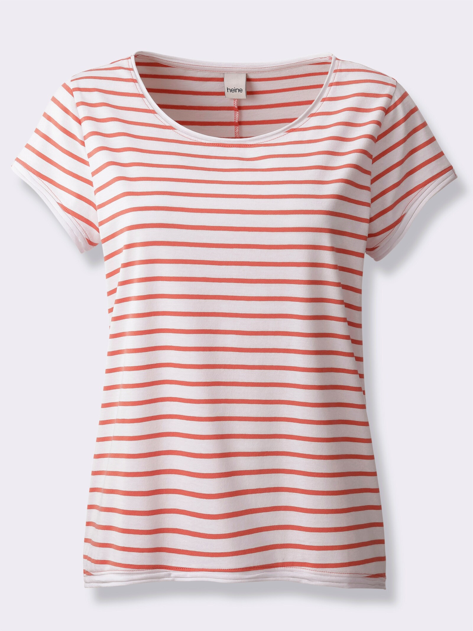 heine T-shirt - blanc-pamplemousse à rayures fines