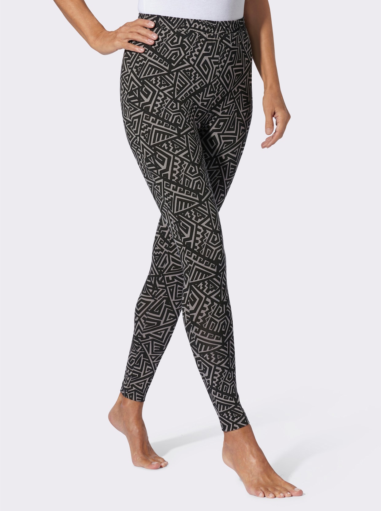Leggings - schwarz-grau-bedruckt