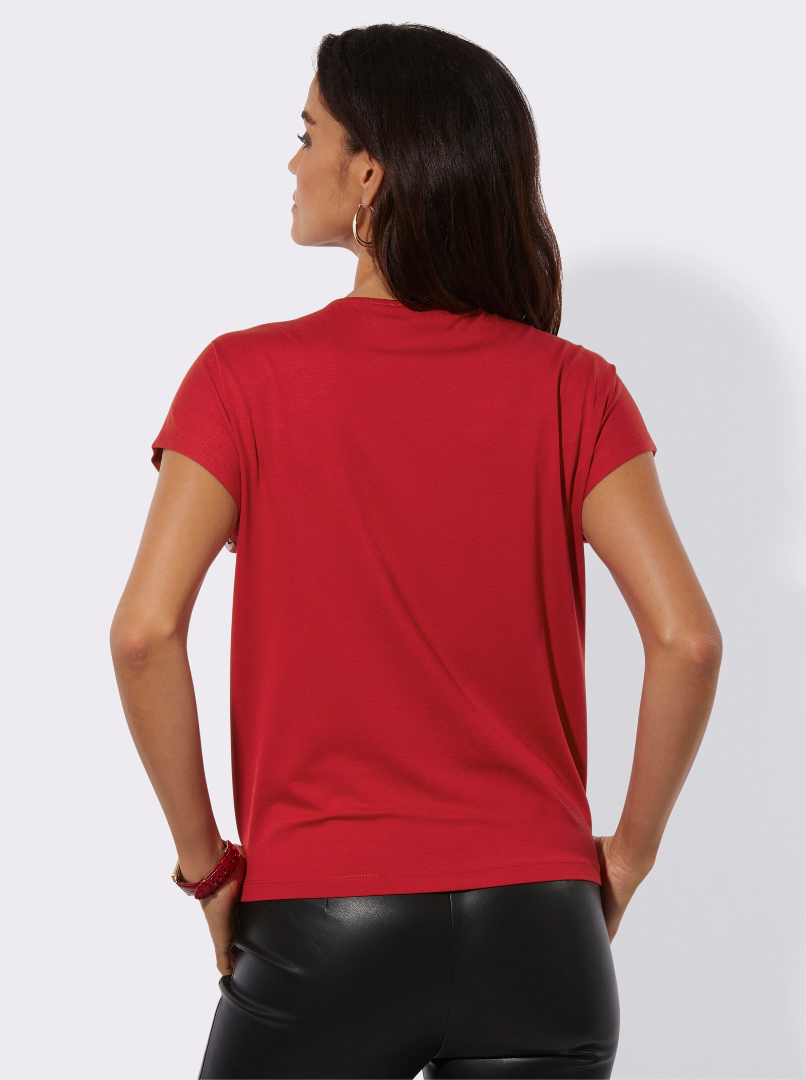  Print-Shirt in Stretch-Qualität - rot-champagner-bedruckt