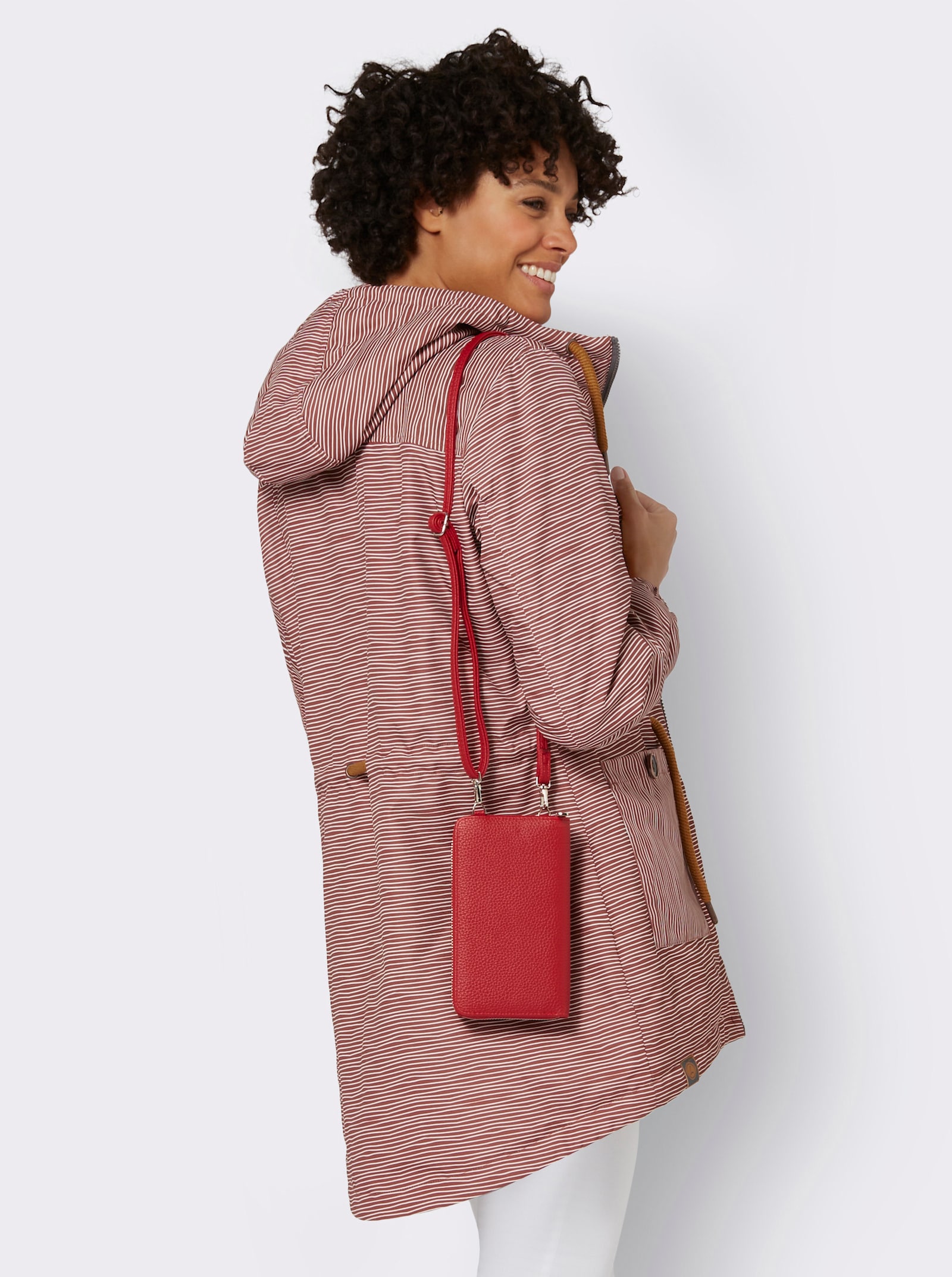 Jacke wind- und wasserabweisend - rostrot-weiß-geringelt