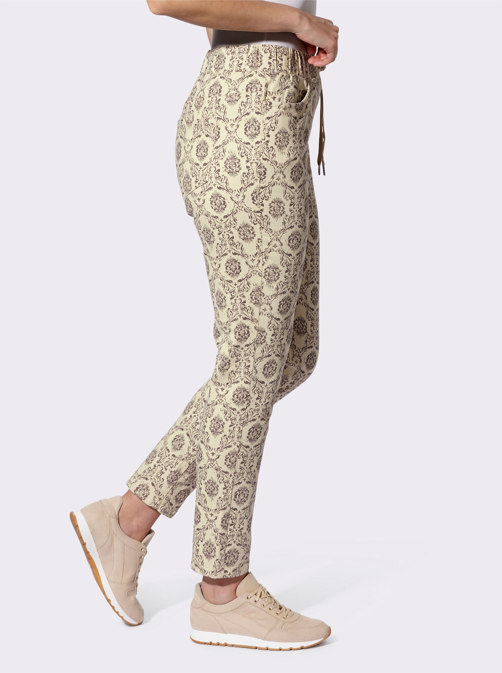 heine Jogg Pants mit Ornament-Druck - sand-dunkeltaupe-bedruckt