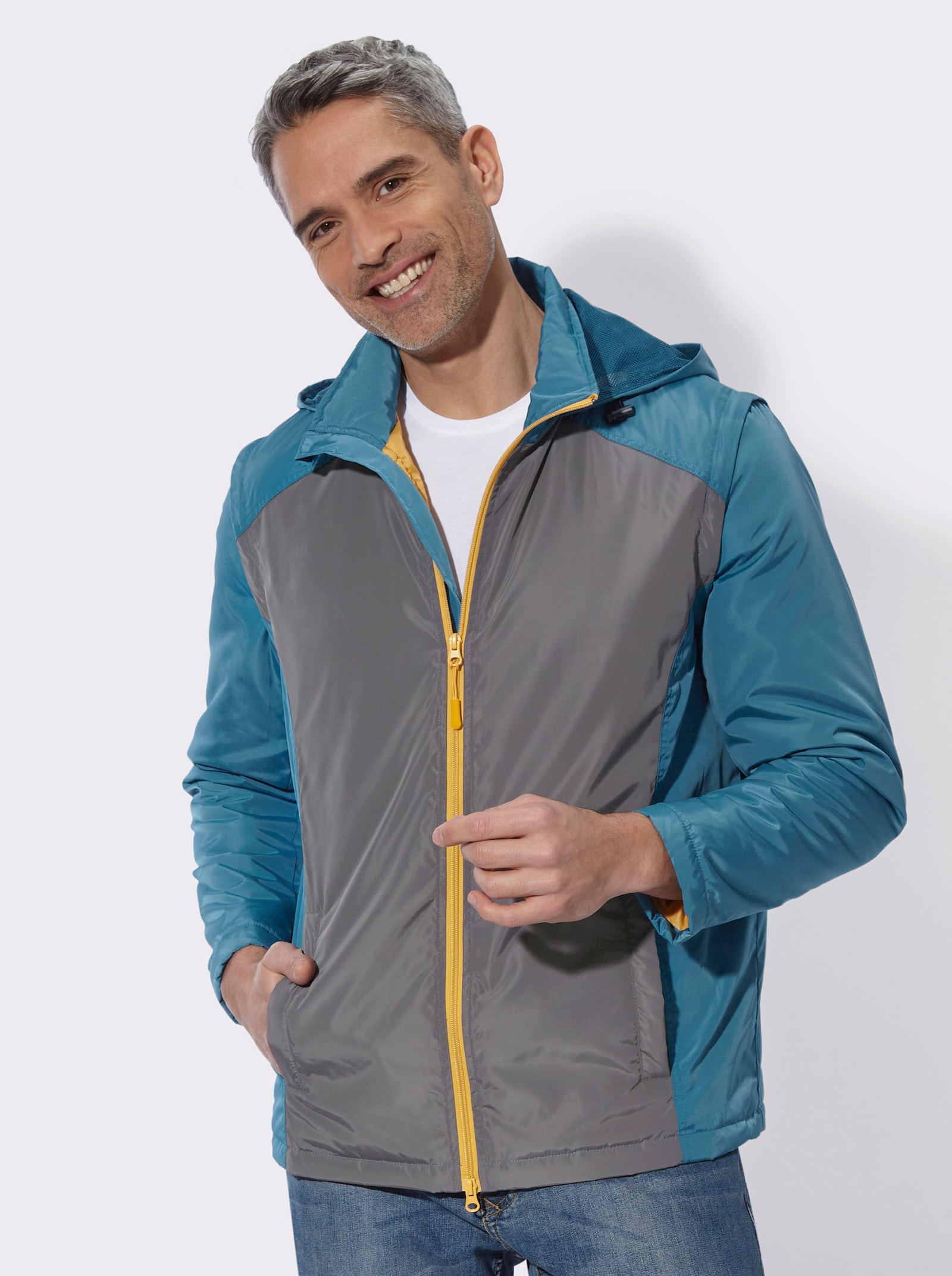 Outdoorjacke mit abzippbaren Ärmeln - topas-anthrazit