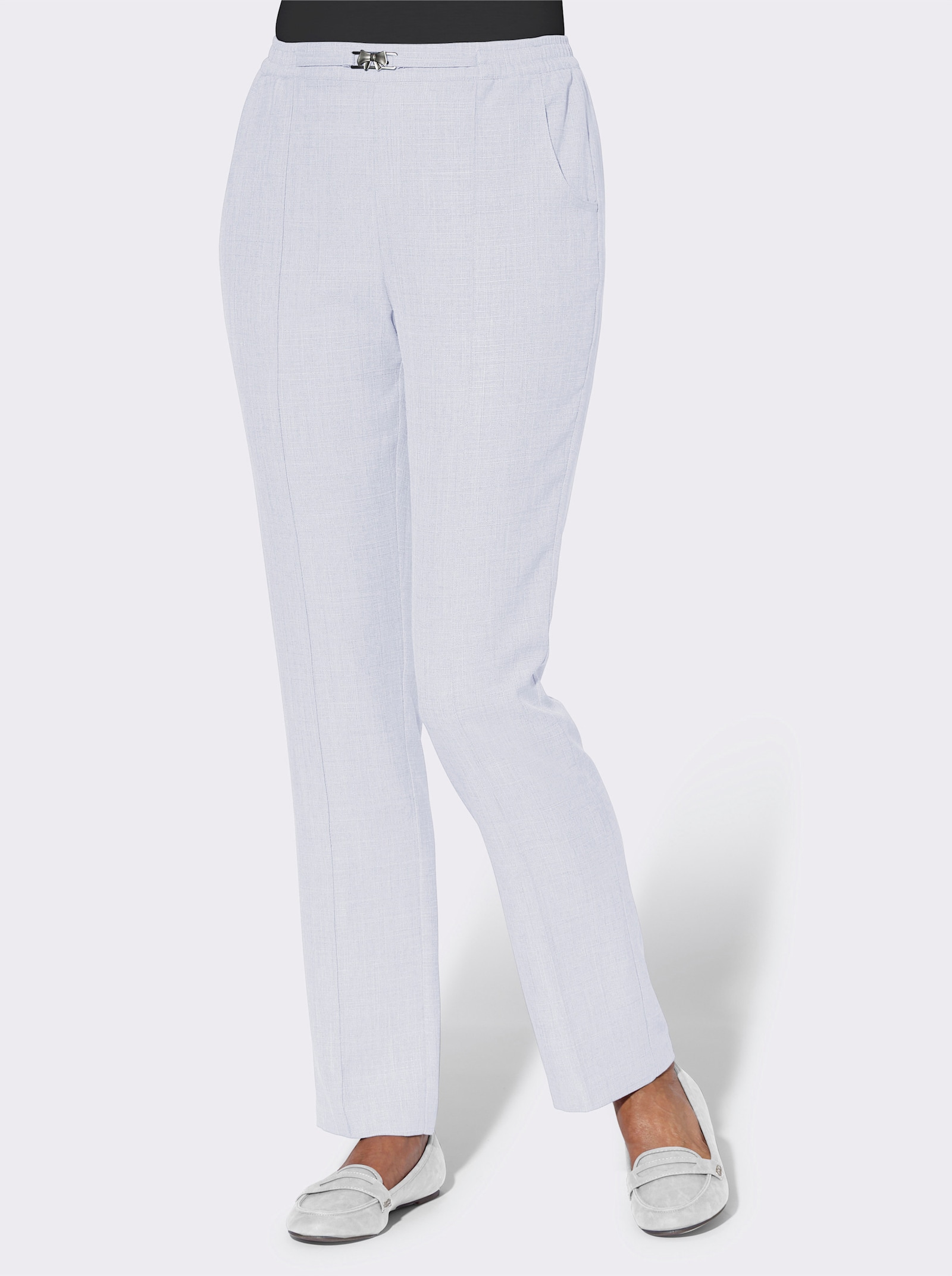 Comfortbroek met siergesp - ecru