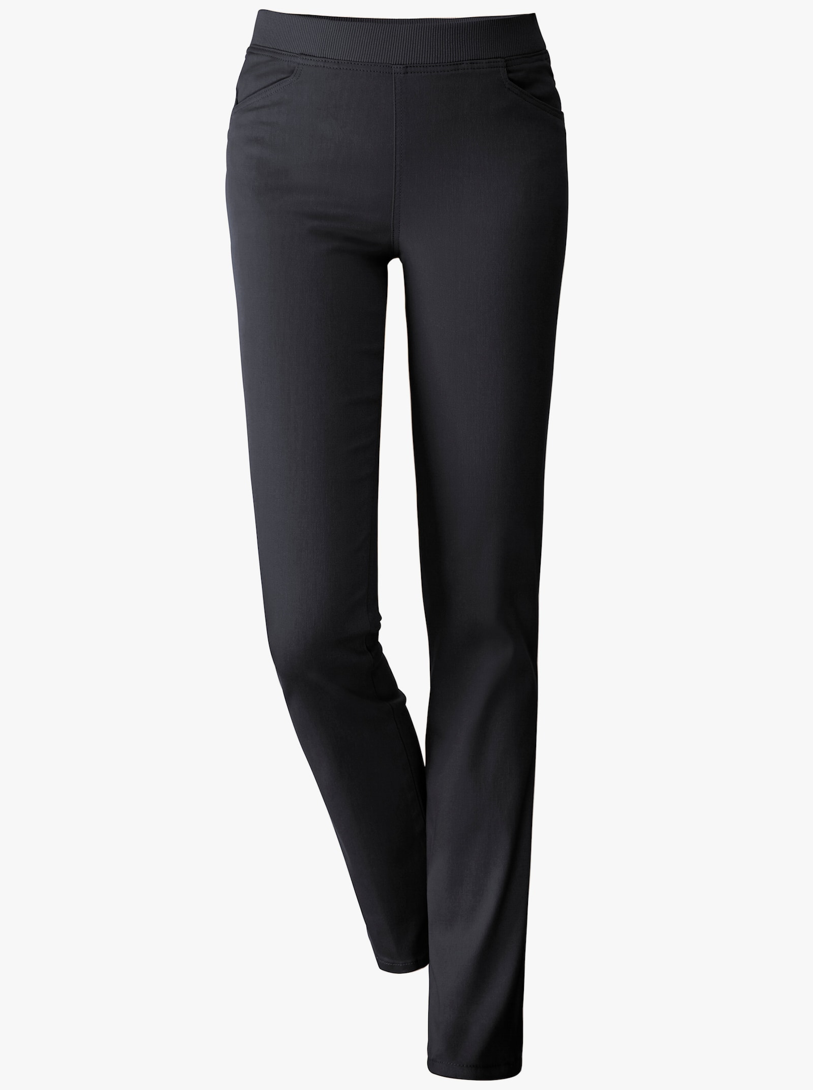 Stretch-Jeans mit Rundum-Dehnbund - black-denim