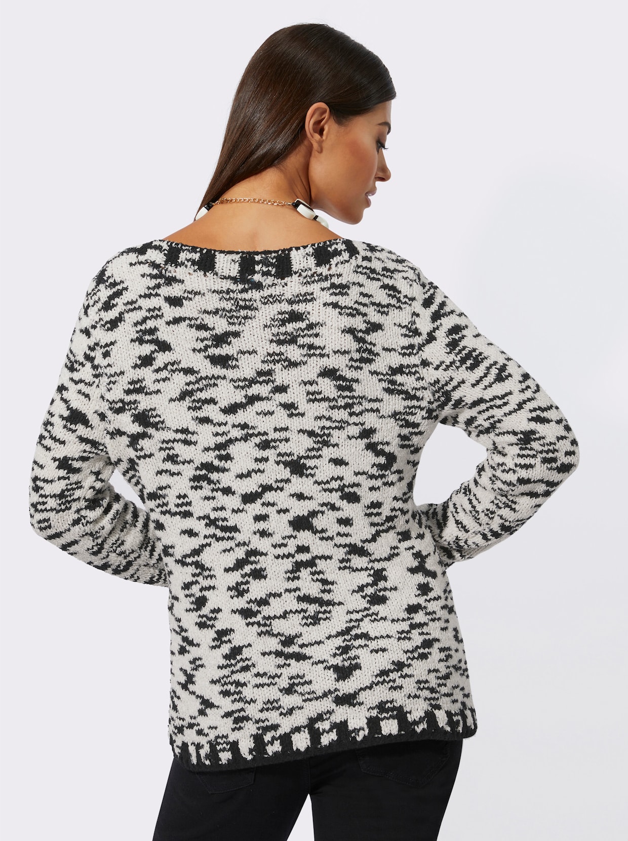 Pullover met lange mouwen - ecru/zwart gedessineerd