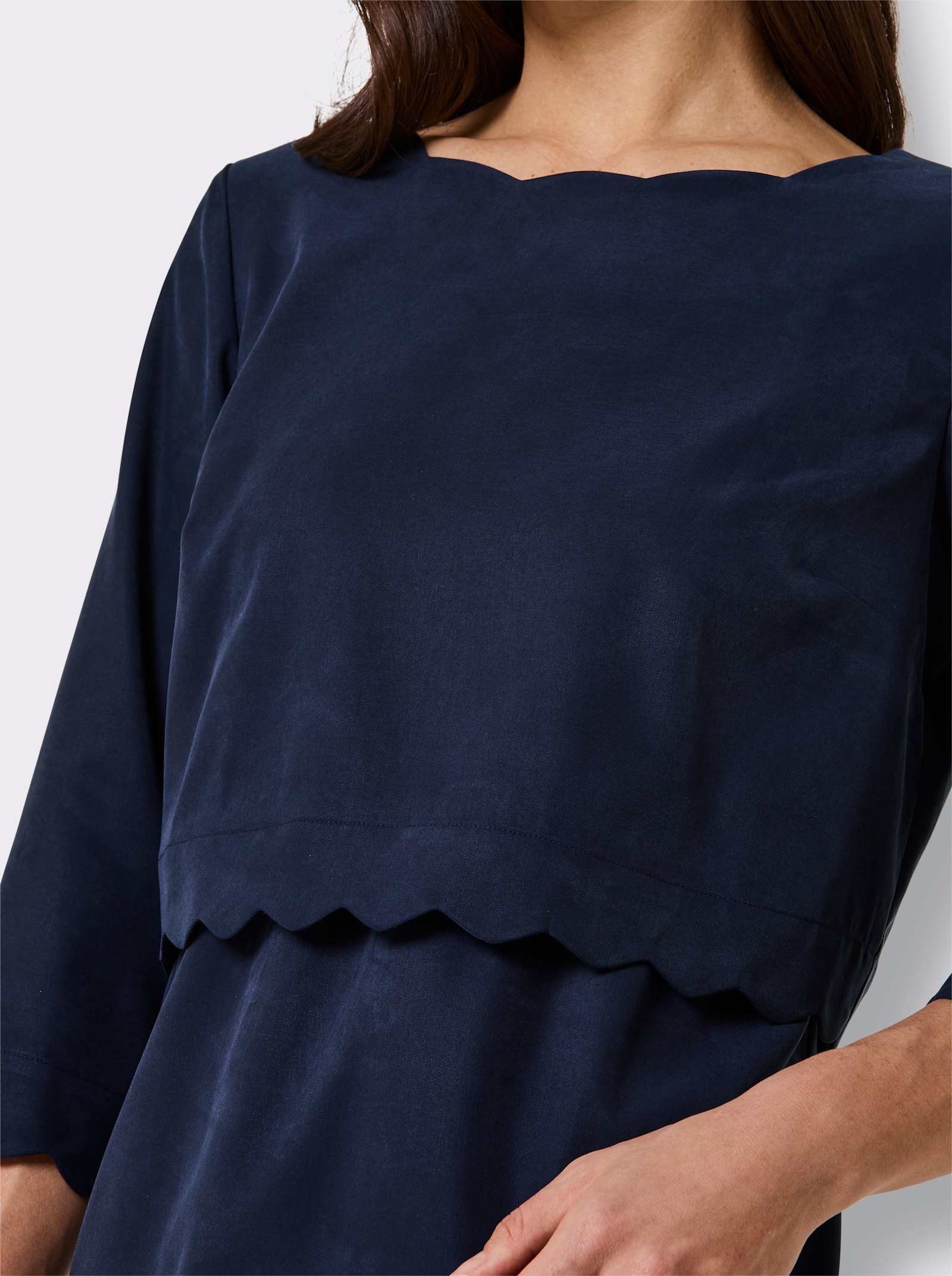 CREATION L PREMIUM Etuikleid in 2-in-1-Optik, gewellte Abschlüsse - marine