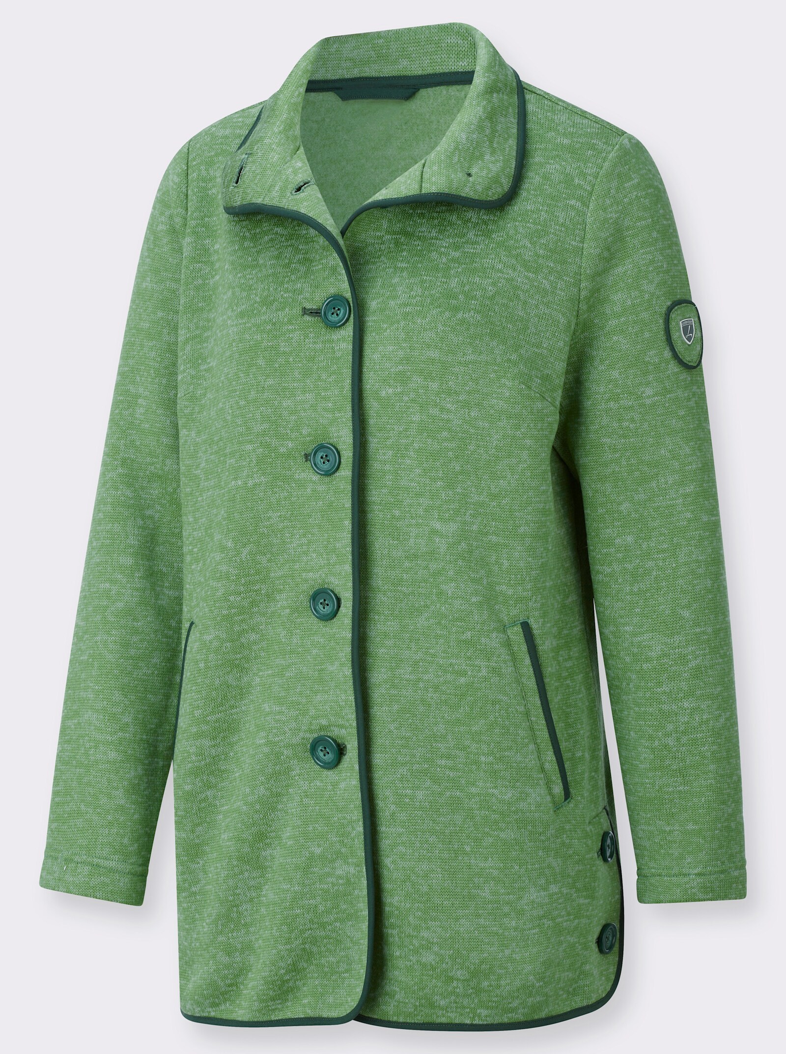 Fleecejacke mit hohen Seitenschlitzen - apfel-meliert