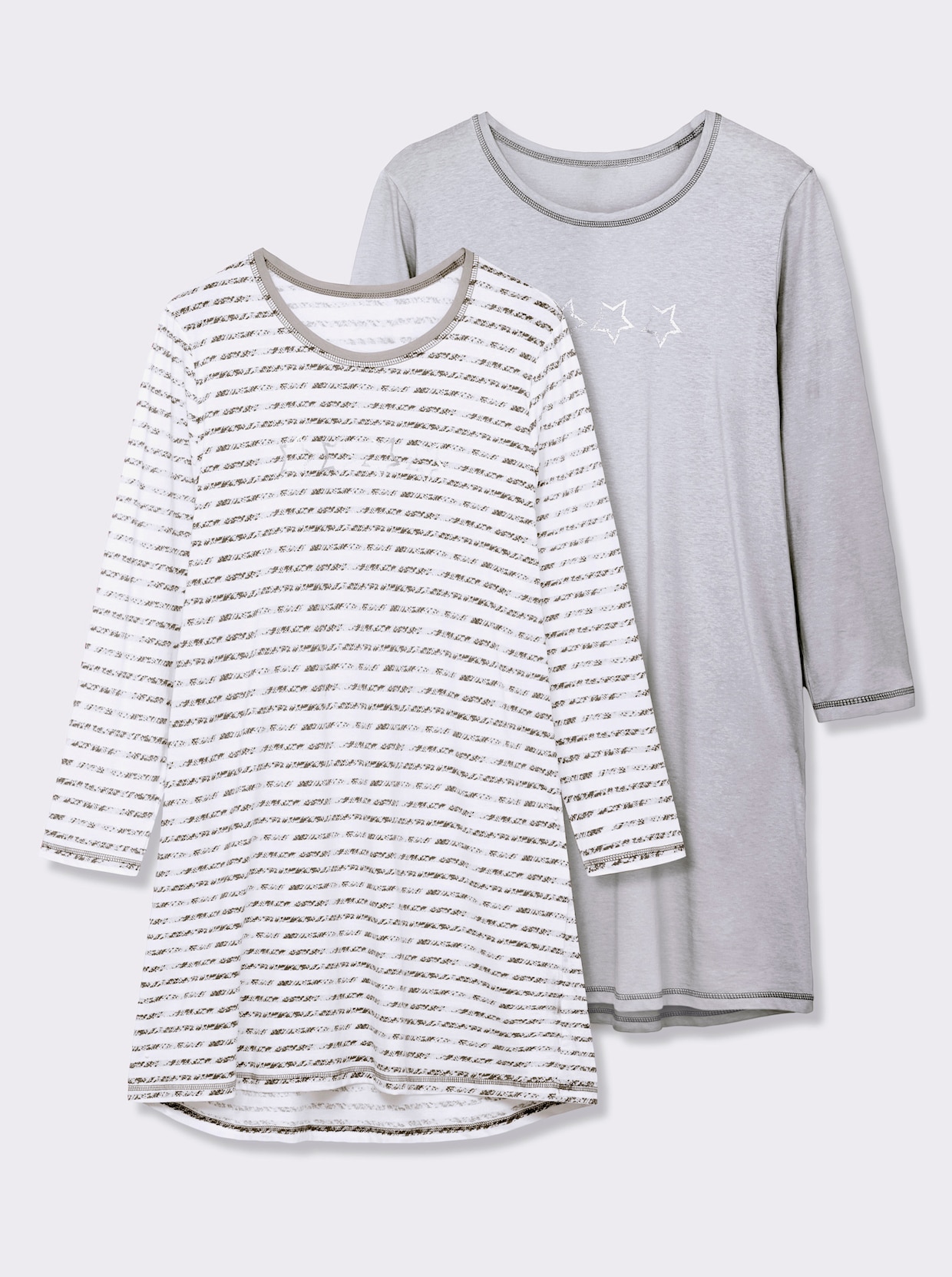 wäschepur Sleepshirts - grau + grau-gestreift