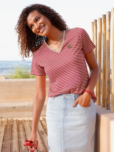 Ringelshirt - erdbeere-sand-geringelt