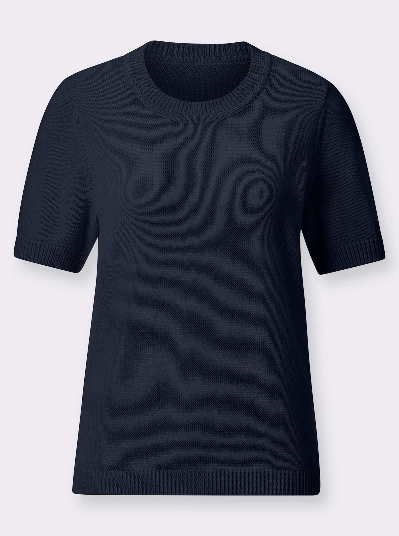 Kurzarmpullover mit Rippabschlüssen - marine