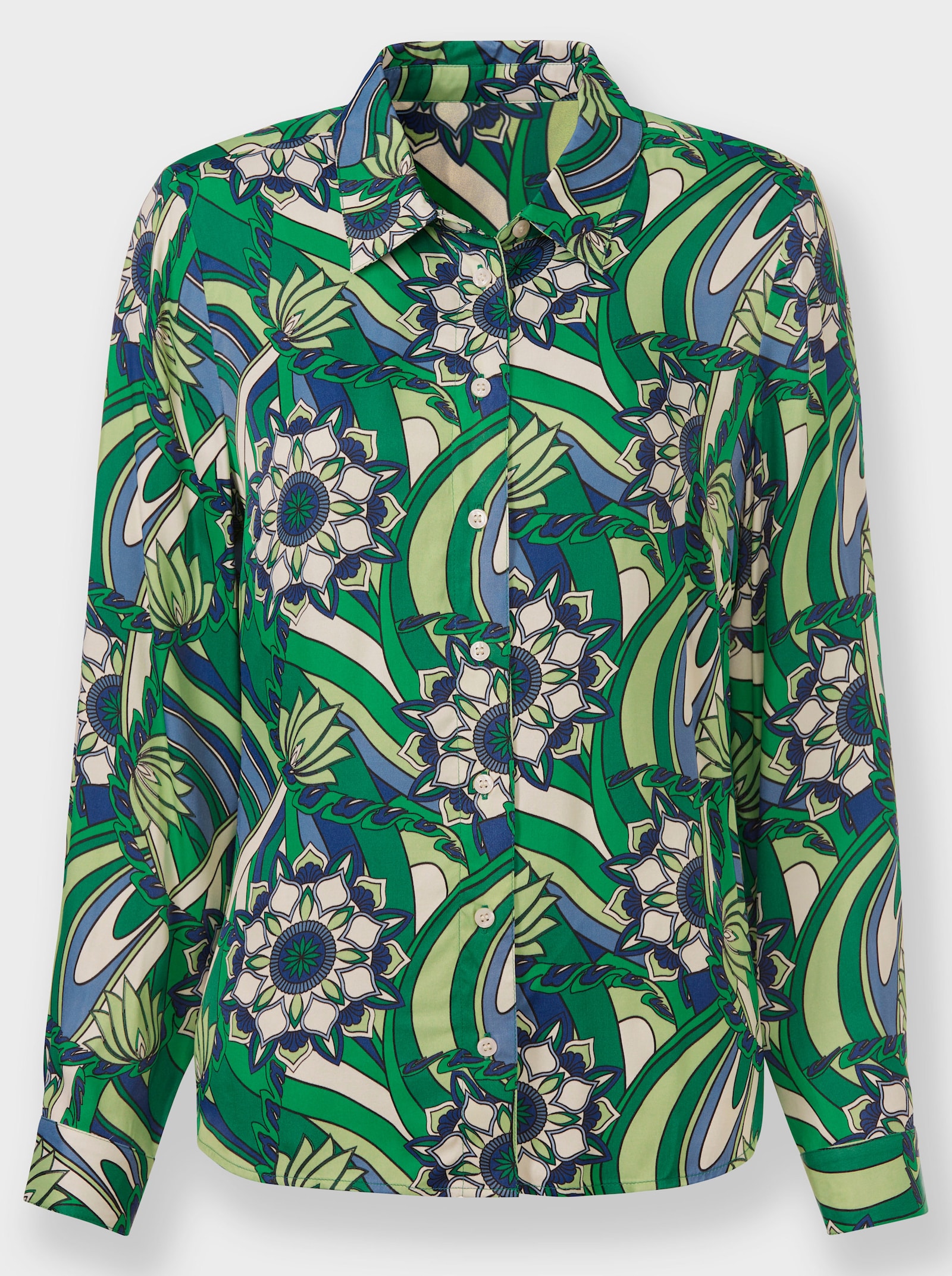 heine Druckbluse mit Ornament-Dessin - grasgrün-champagner-bedruckt