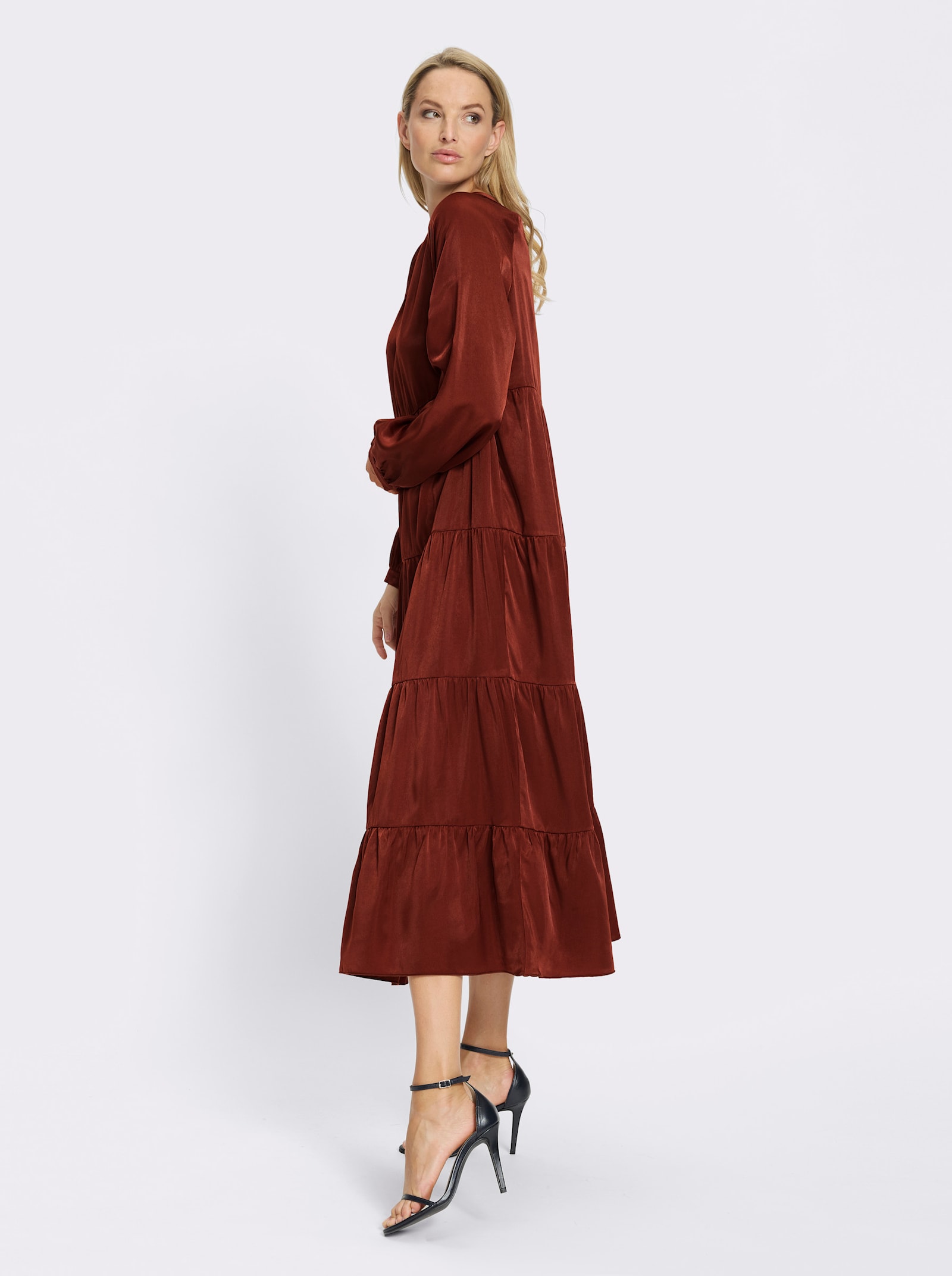 heine Robe tissée en mélange doux de viscose - marron rouge