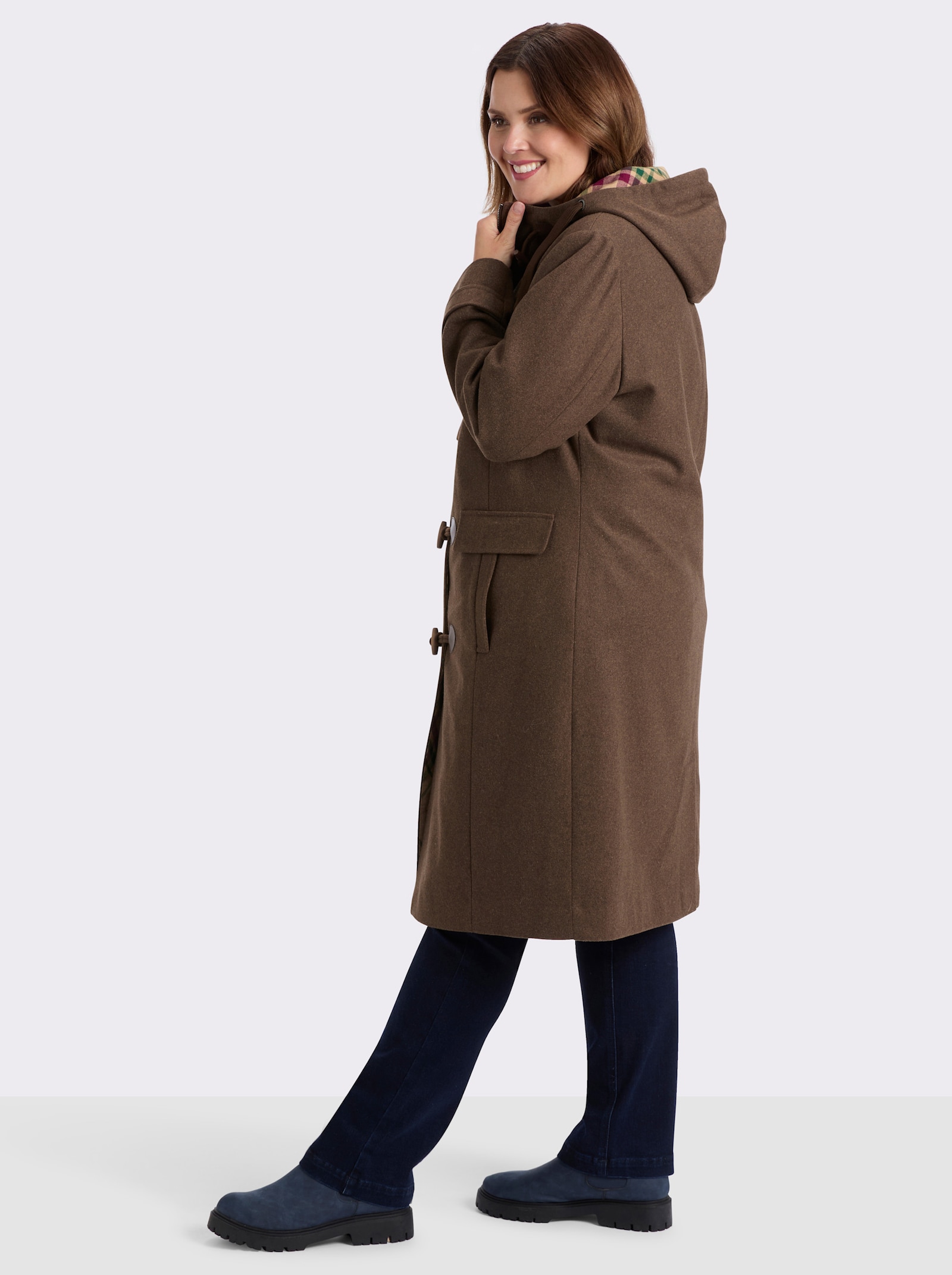 sheego Dufflecoat mit Knebel- und Reißverschluss - schoko