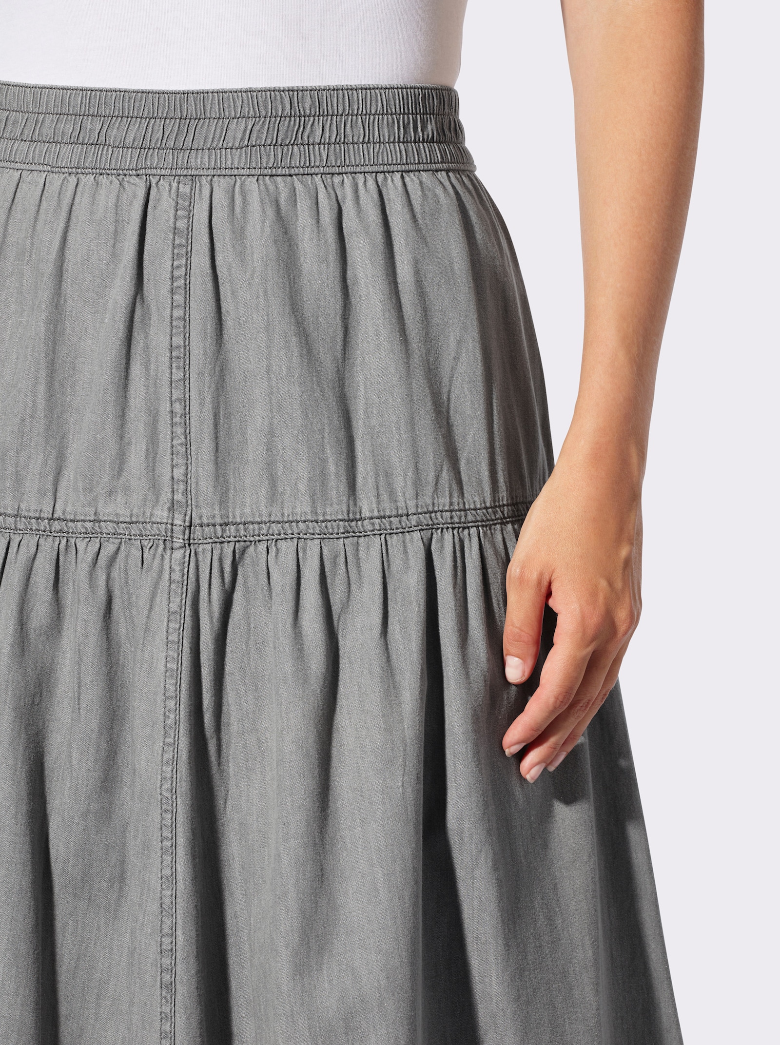 Jeansrock mit Rundum-Dehnbund - light grey-denim + graphit-denim