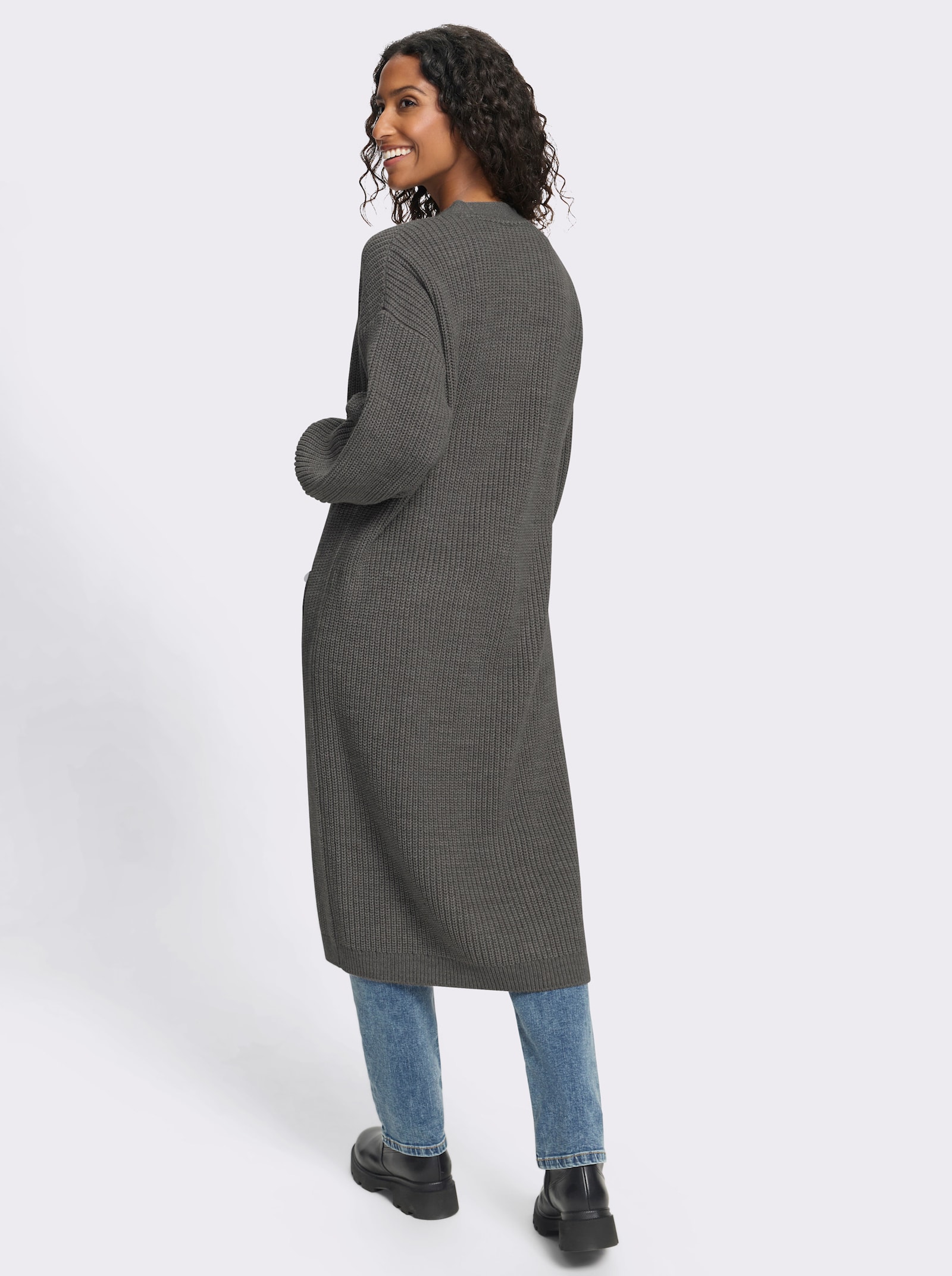 heine Strickjacke in Longform - anthrazit-meliert