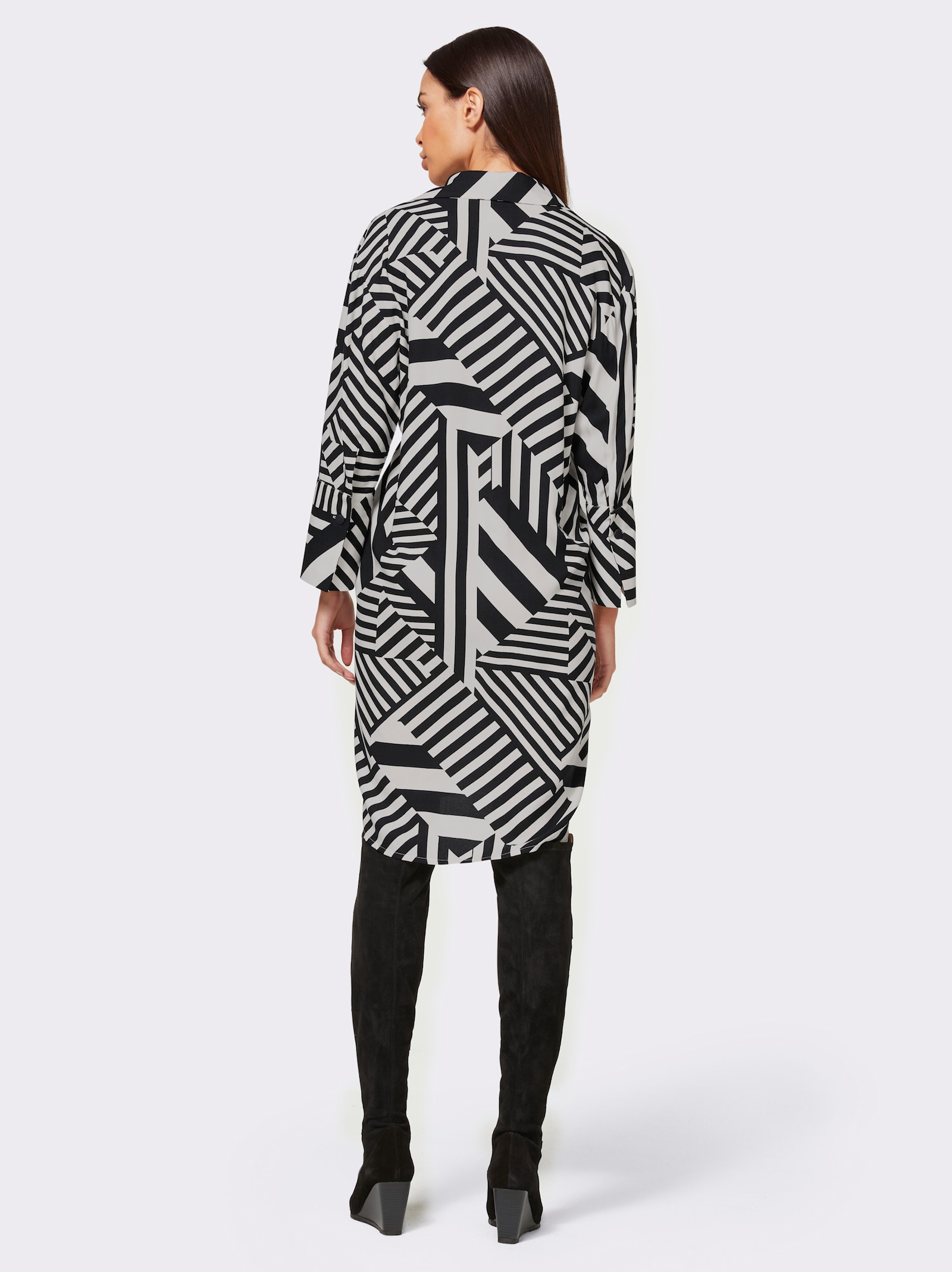 heine Druckkleid aus reiner Viskose - schwarz-weiss-gestreift