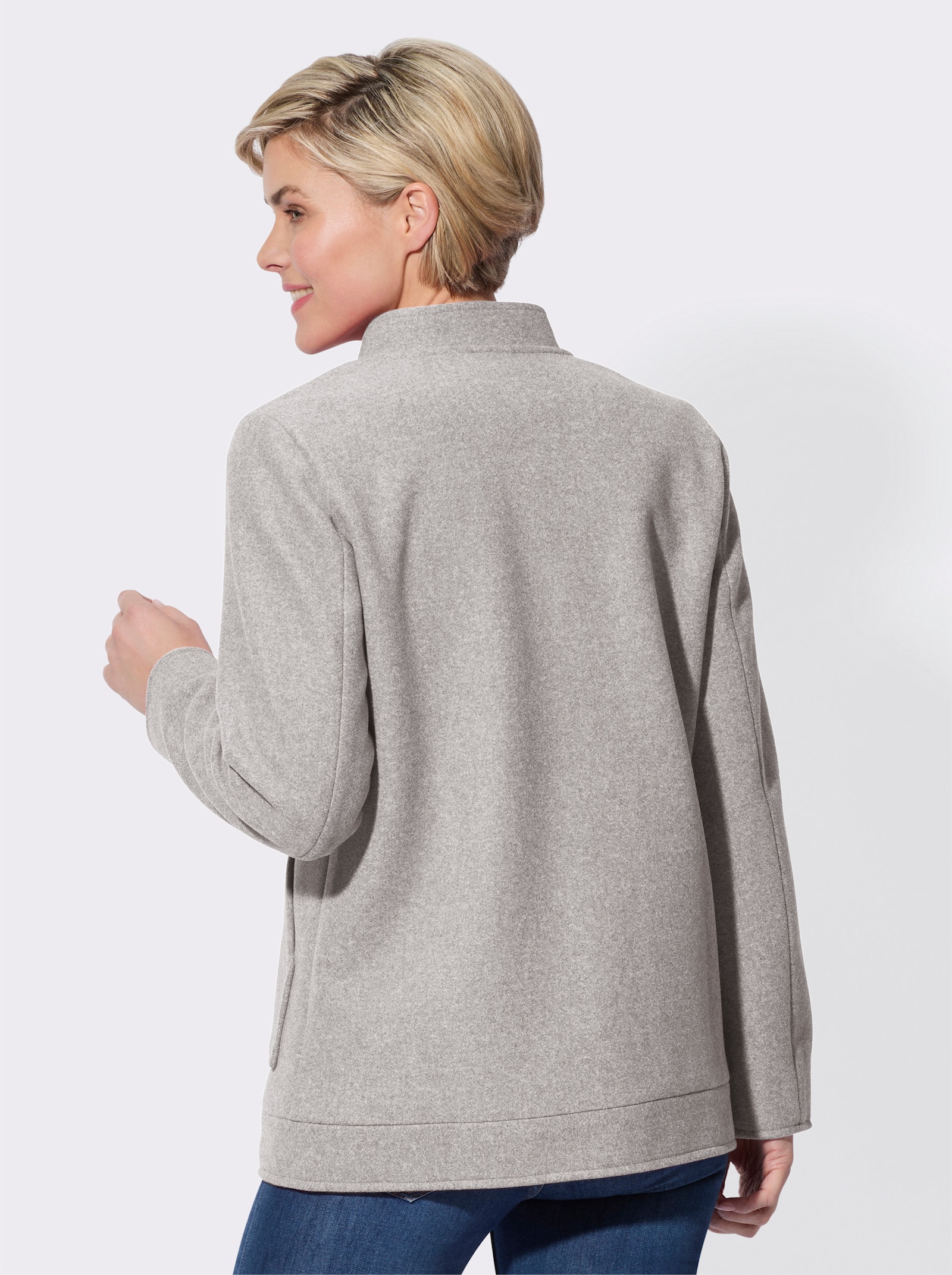 Jacke mit Stehkragen - grau-meliert