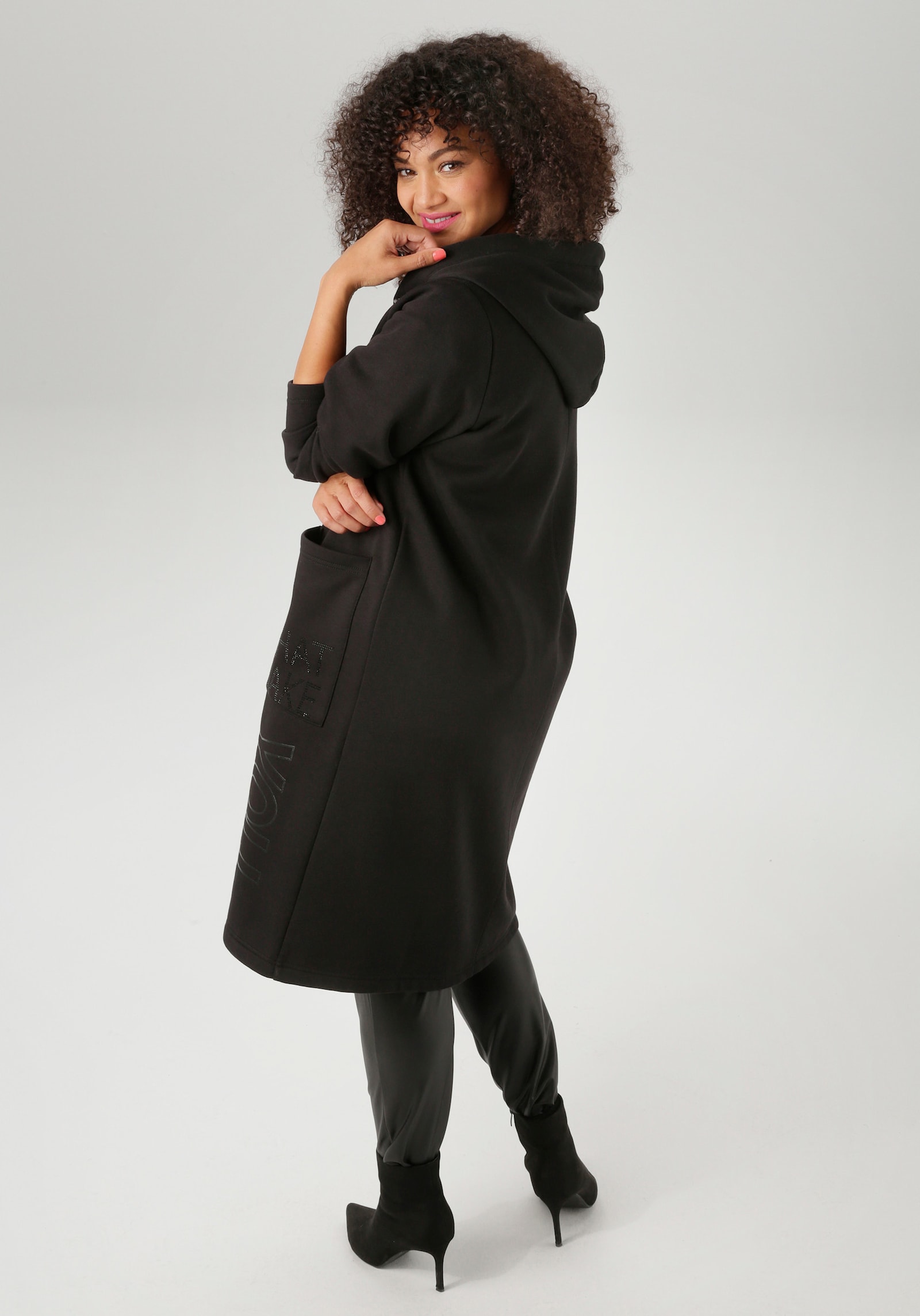 Aniston PLUS Kapuzensweatjacke - schwarz