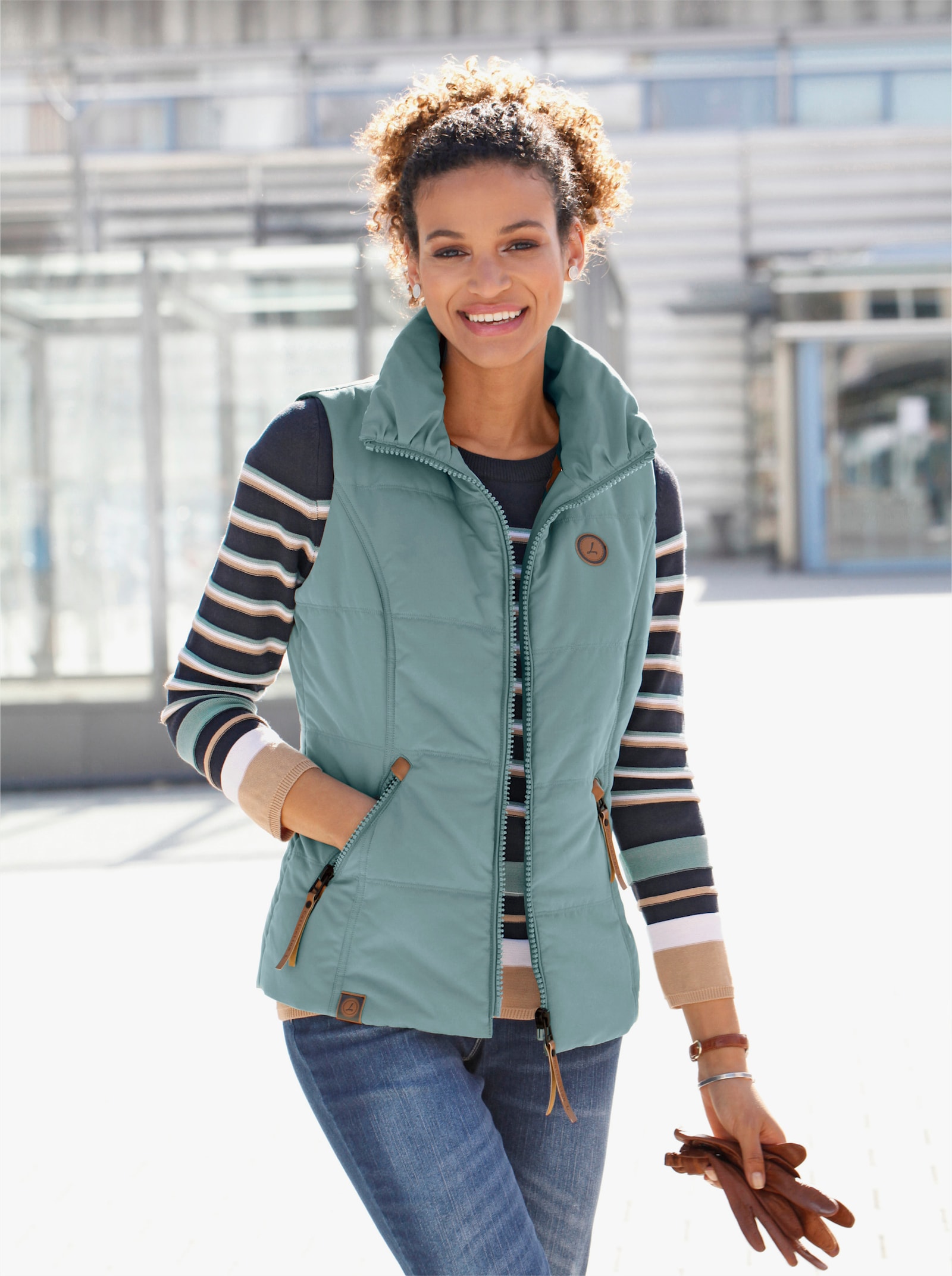 Steppweste in Microfaser-Qualität - jade