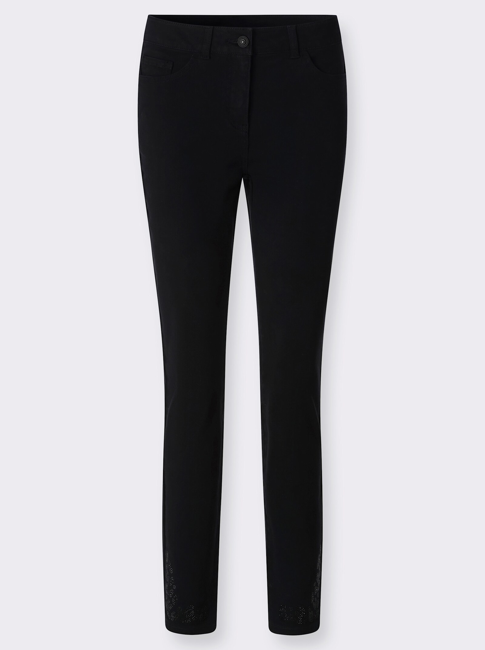 heine 5-Pocket-Hose mit Glitzersteinchen - schwarz