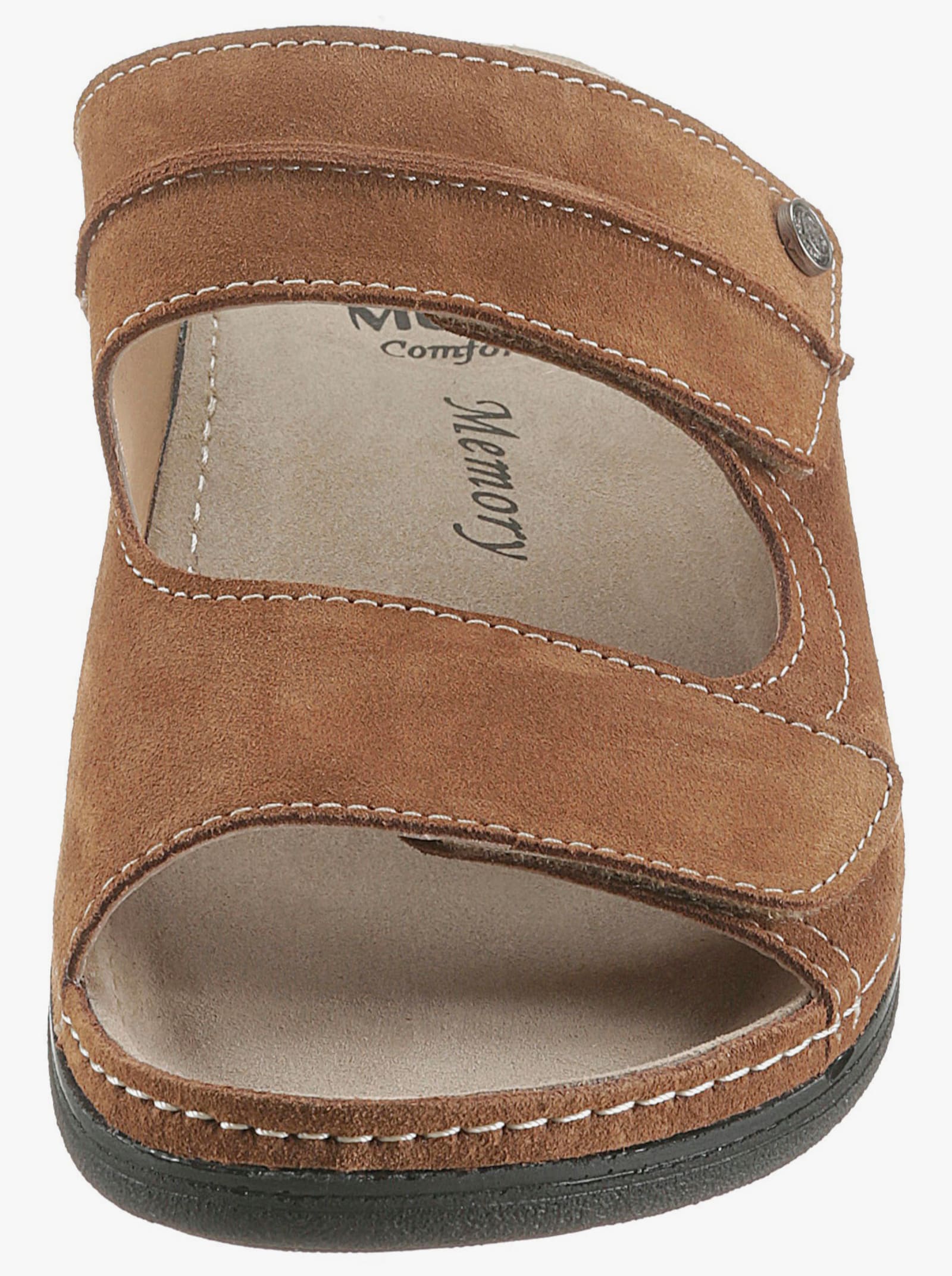 Pantolette mit Memory-Fußbett - cognac