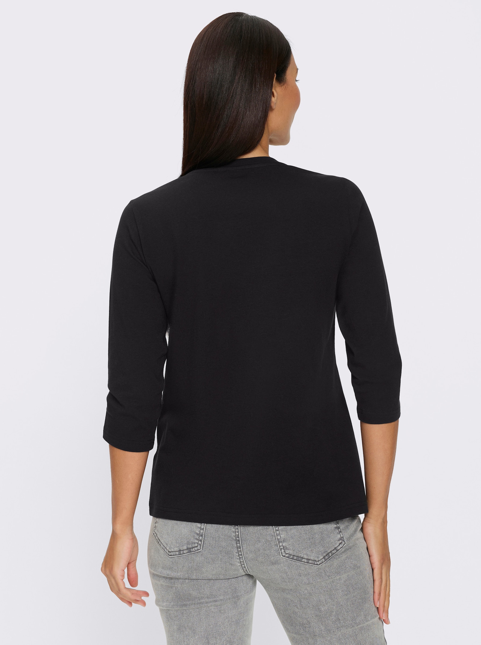 heine 3/4-Arm-Shirt mit Schriftzug - schwarz