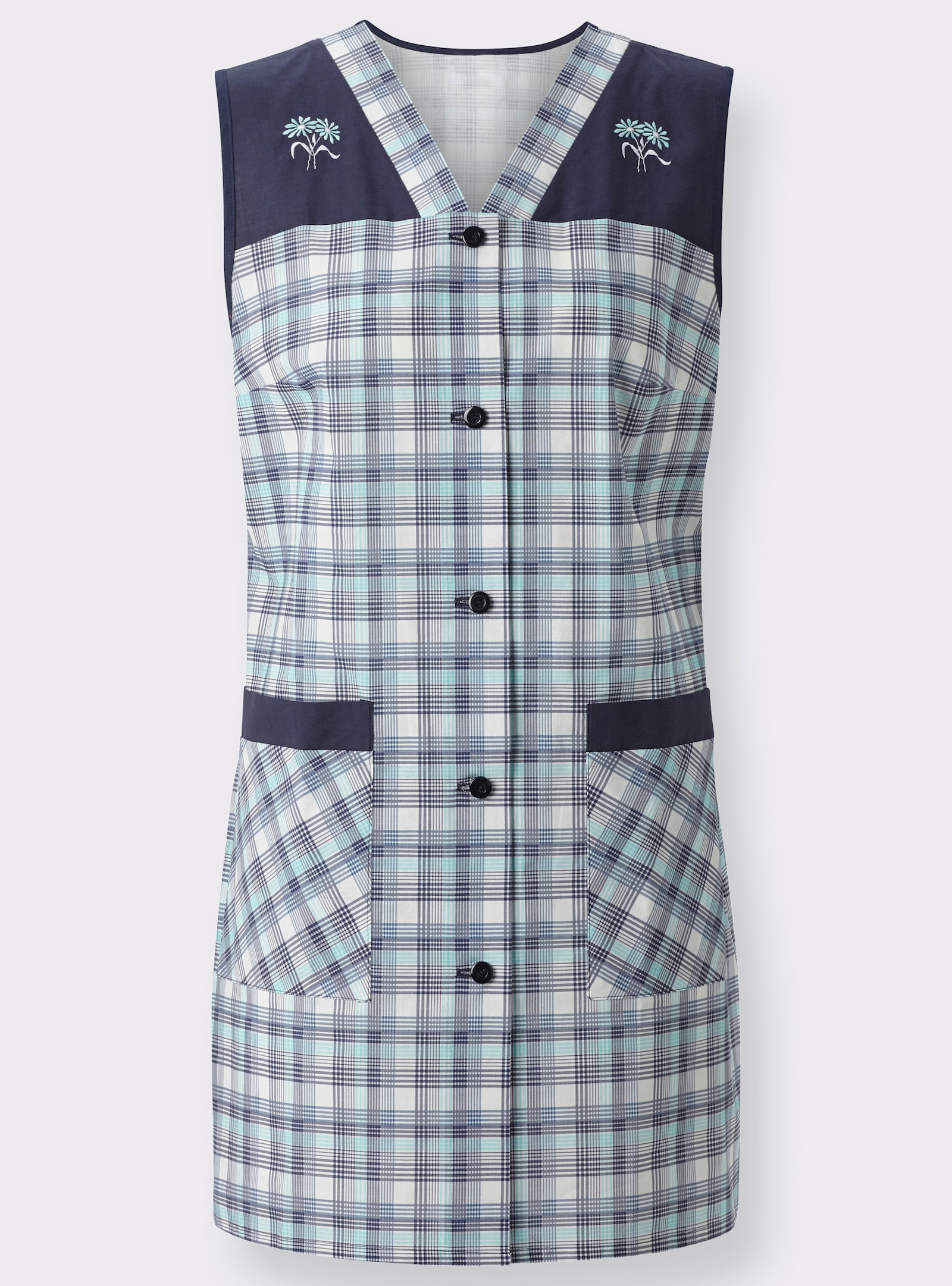 Kasack im Karomuster - aquamarine-kariert