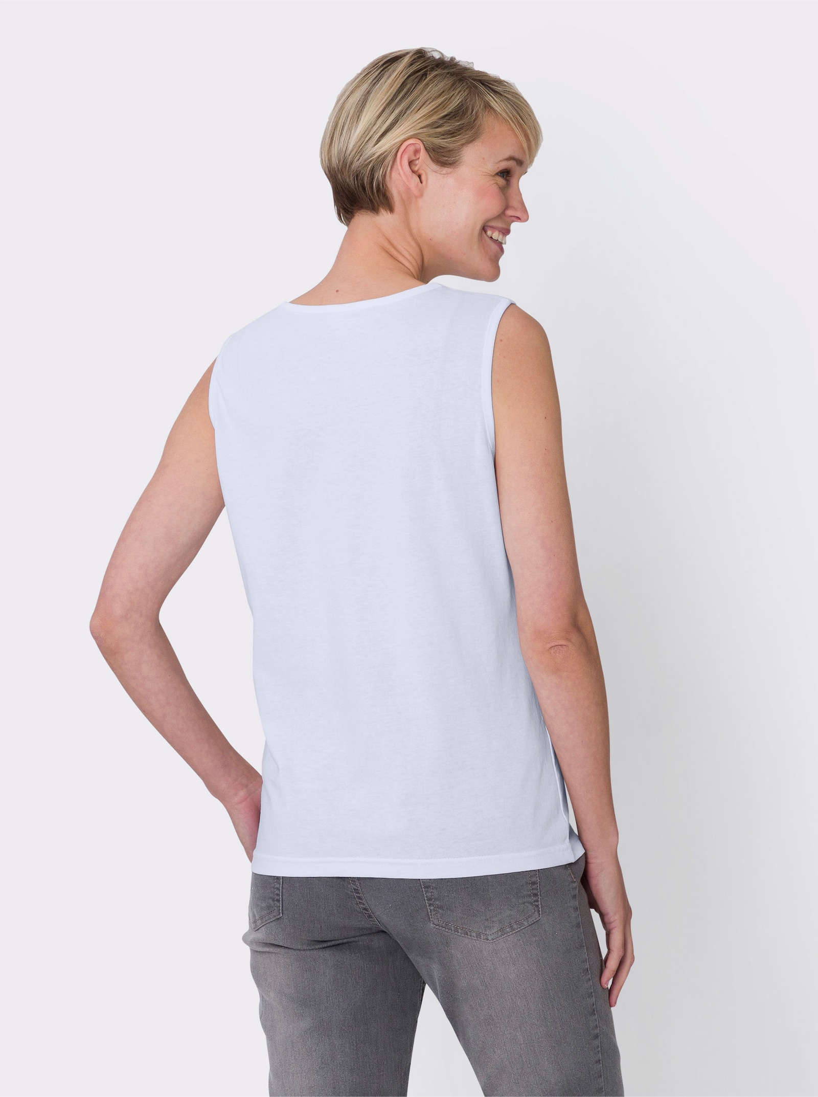 Shirttop mit Glitzer-Druck - weiss
