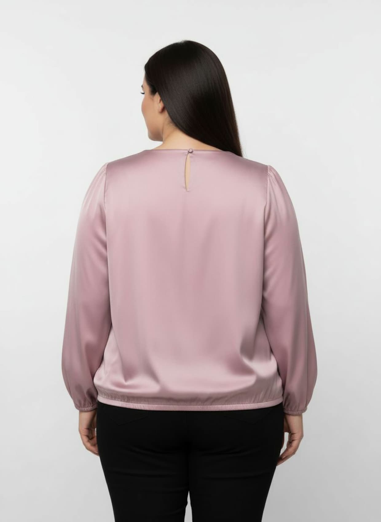 Satinbluse mit Raffungen - hortensie