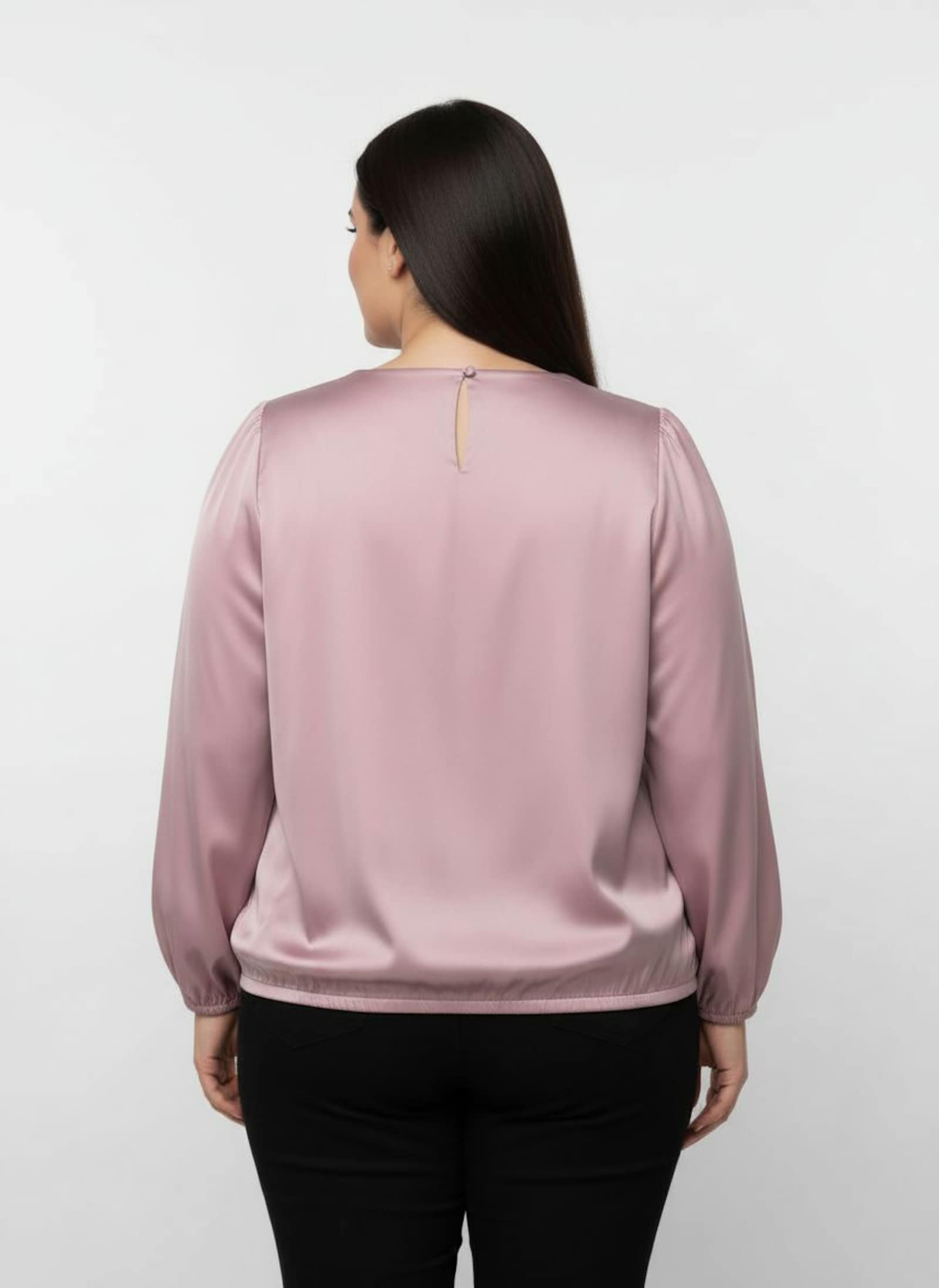 Satinbluse mit Raffungen - hortensie