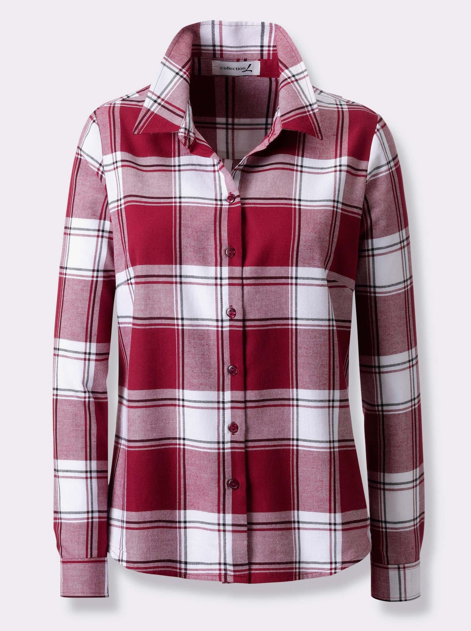 Flanellbluse in Karo-Muster - dunkelrot-weiß-kariert