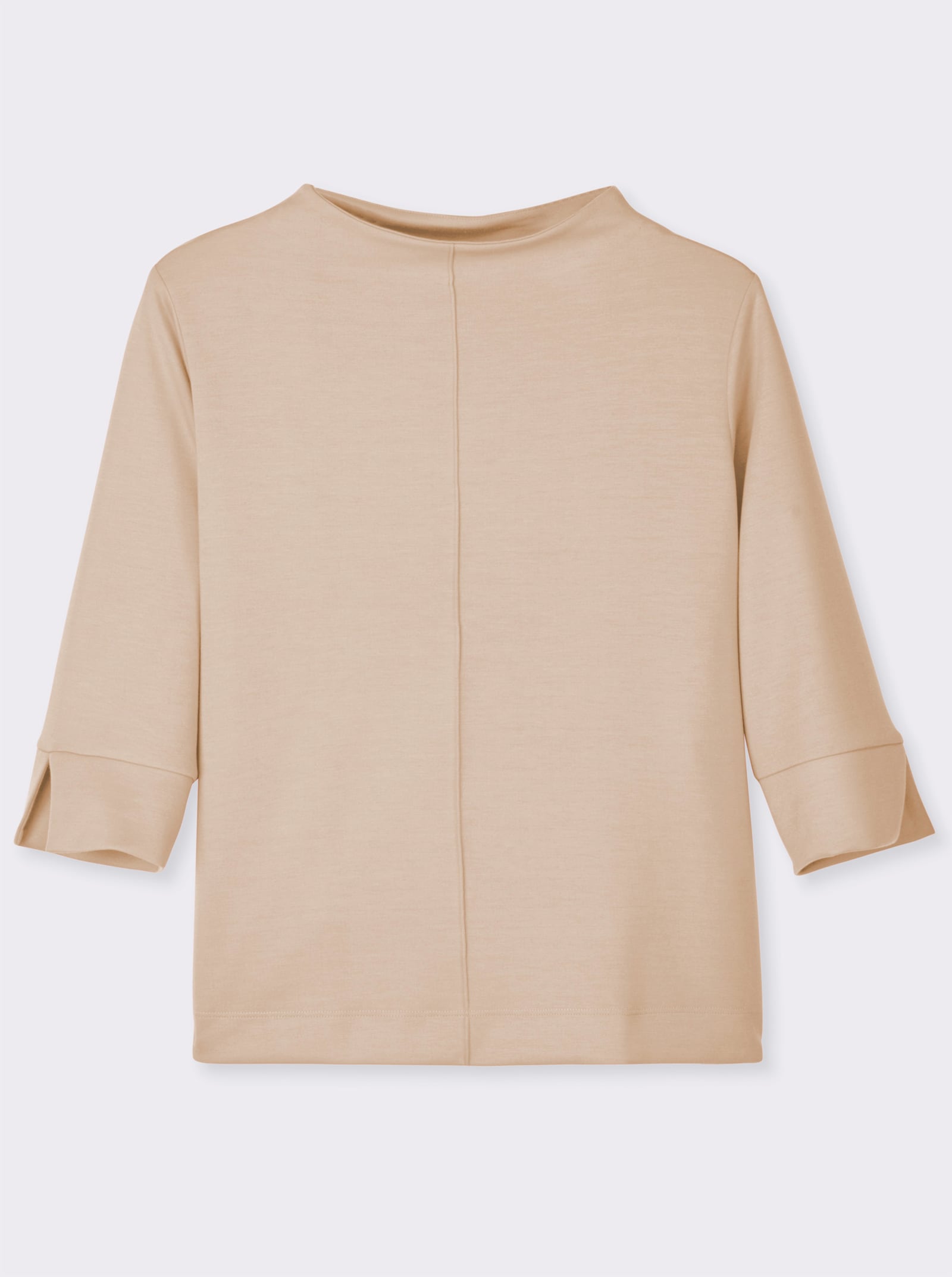 Stehkragenshirt mit 3/4-Ärmeln - sand