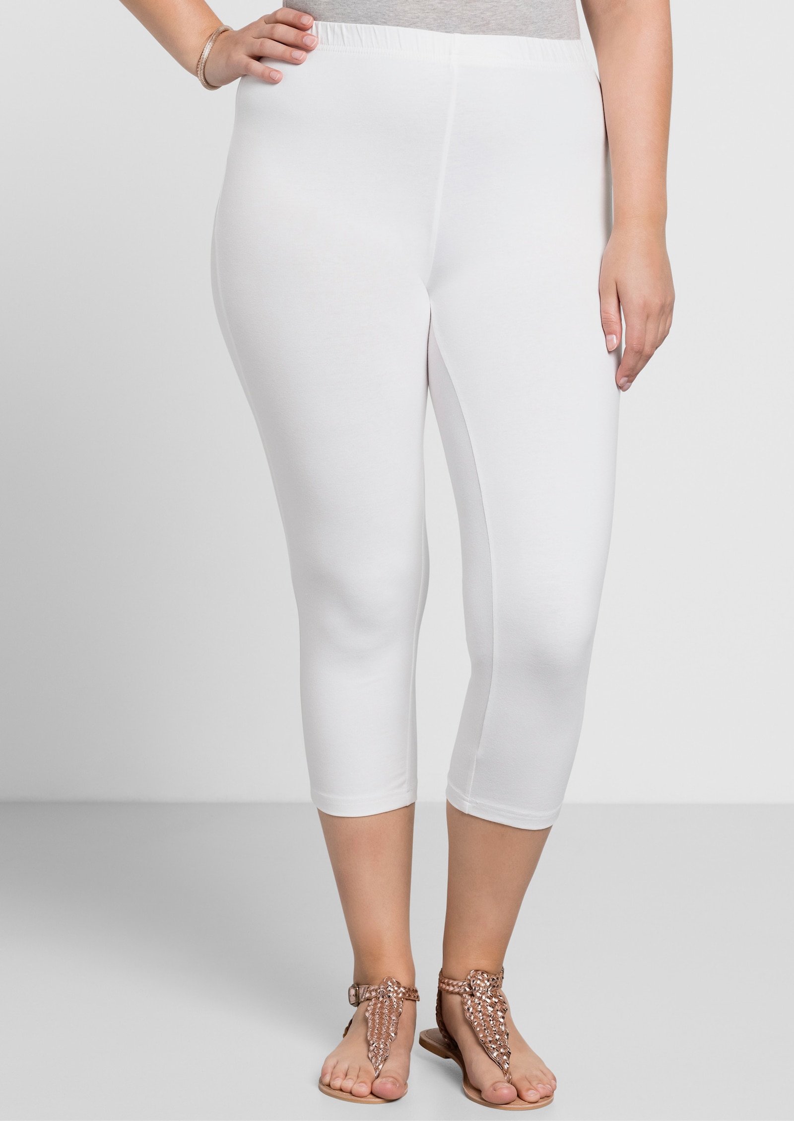sheego Caprileggings mit Gummizugbund - weiß