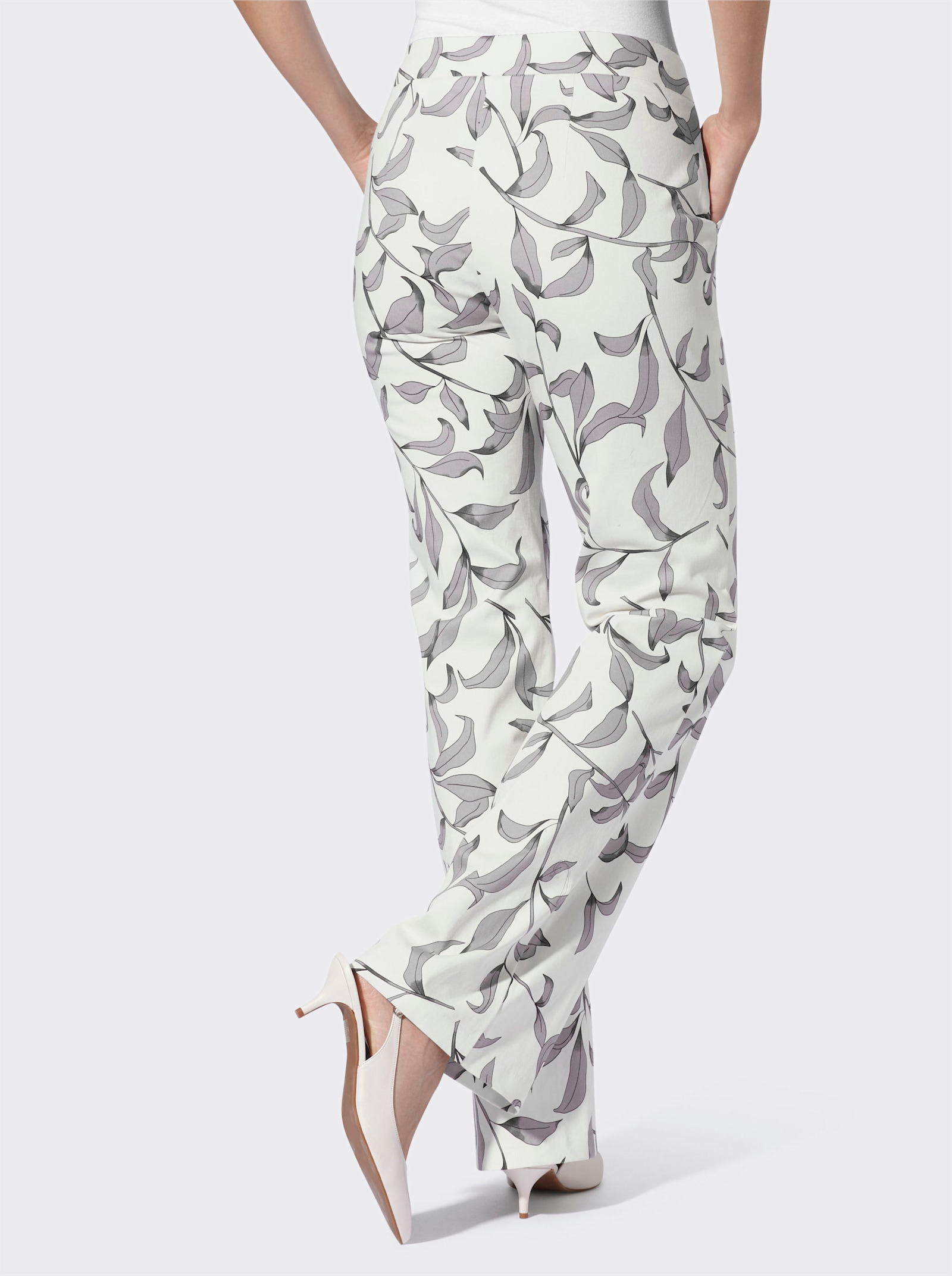 heine Druckhose , leicht ausgestellt - ecru-schwarz-bedruckt