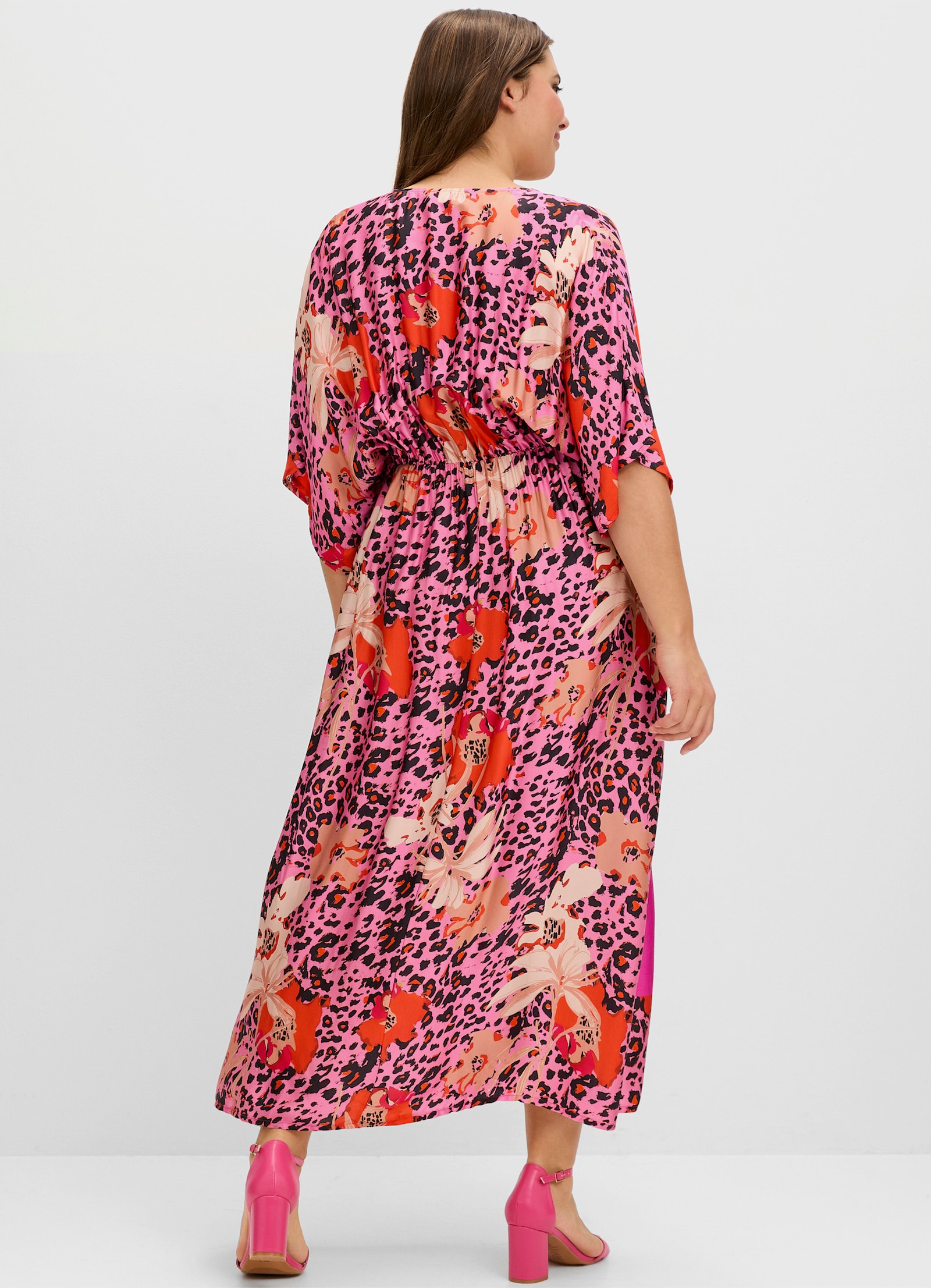 sheego loves miss goodlife Maxikleid mit weiten Halbärmeln - pink gemustert