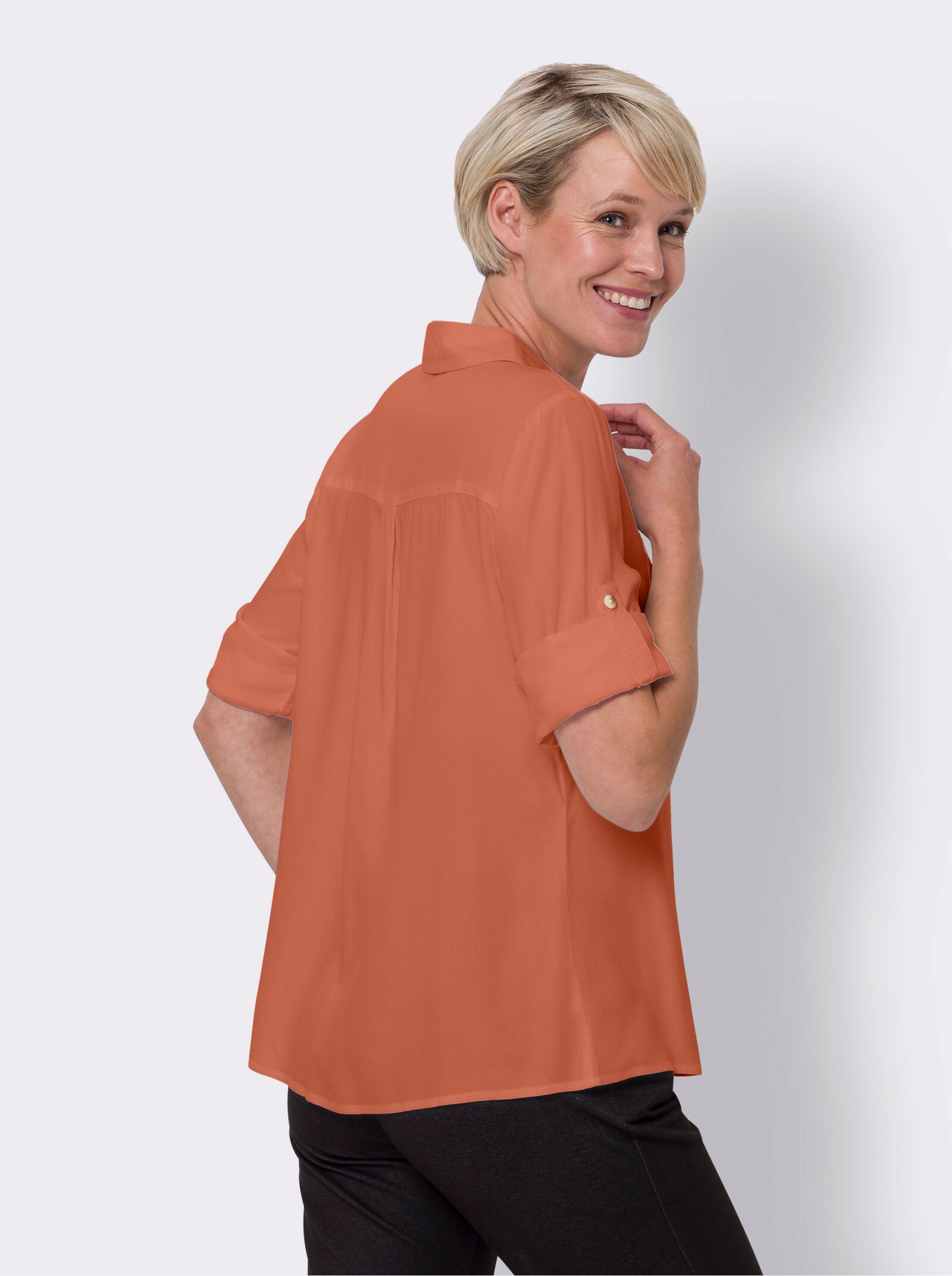 Košeľová blúzka s gombíkmi v rohovinovom vzhľade - Papája