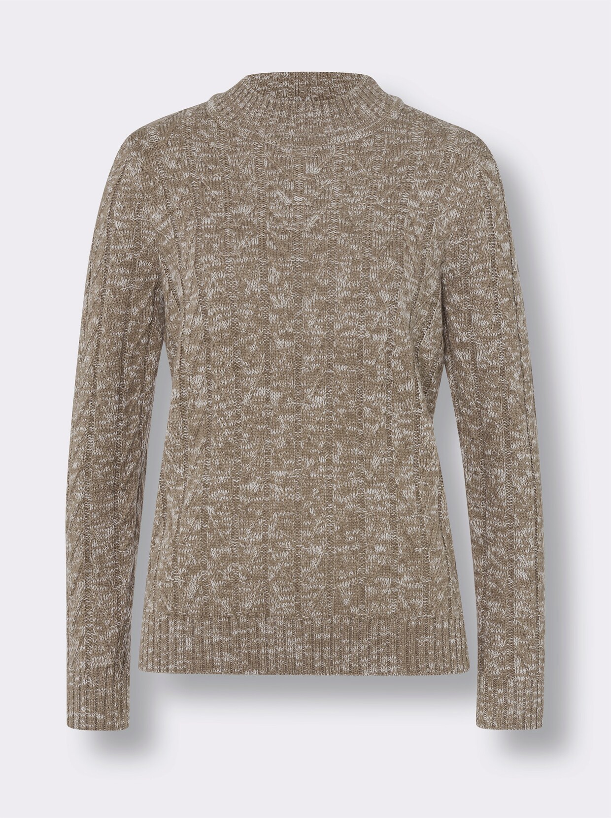 Pullover met opstaande kraag - taupe/ecru gemêleerd