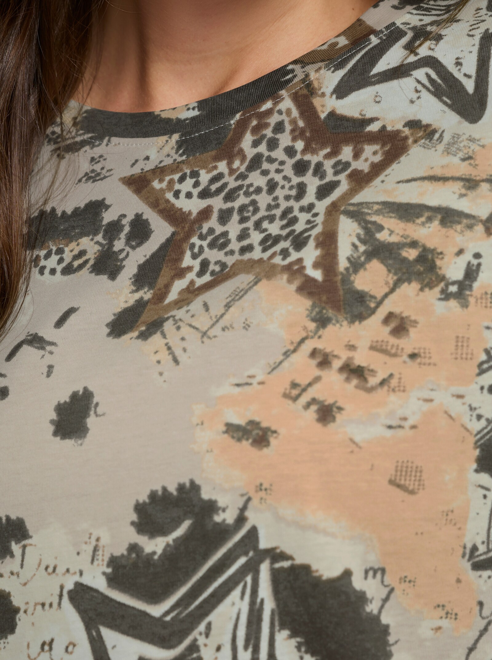 3/4-Arm-Shirt mit Print - champagner-graphit-bedruckt